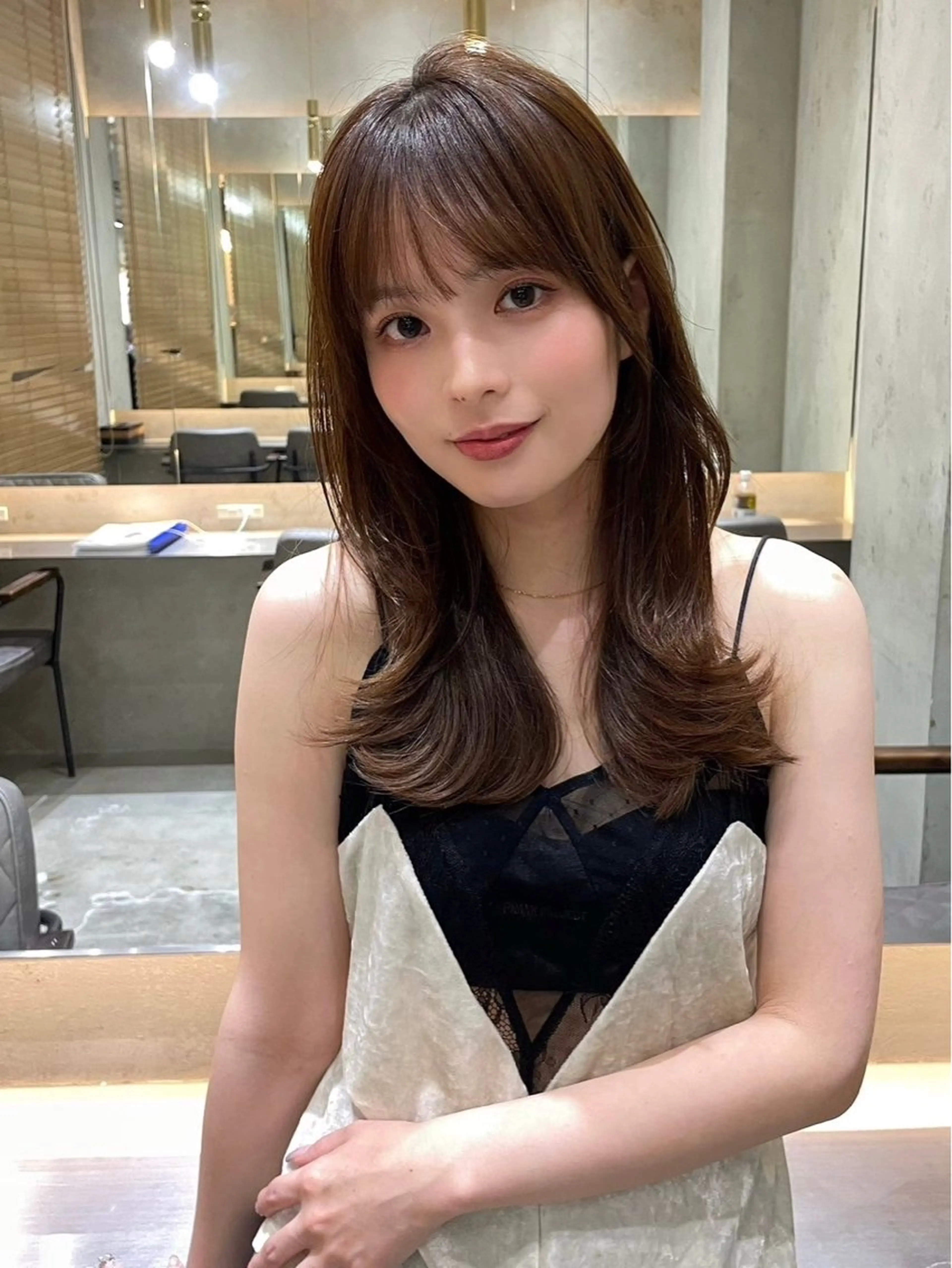 セミロング 髪質改善×韓国ヘアサロン Role 博多【ロール】所属・yui🎀ブリーチ なしWカラー／博多のヘアスタイル