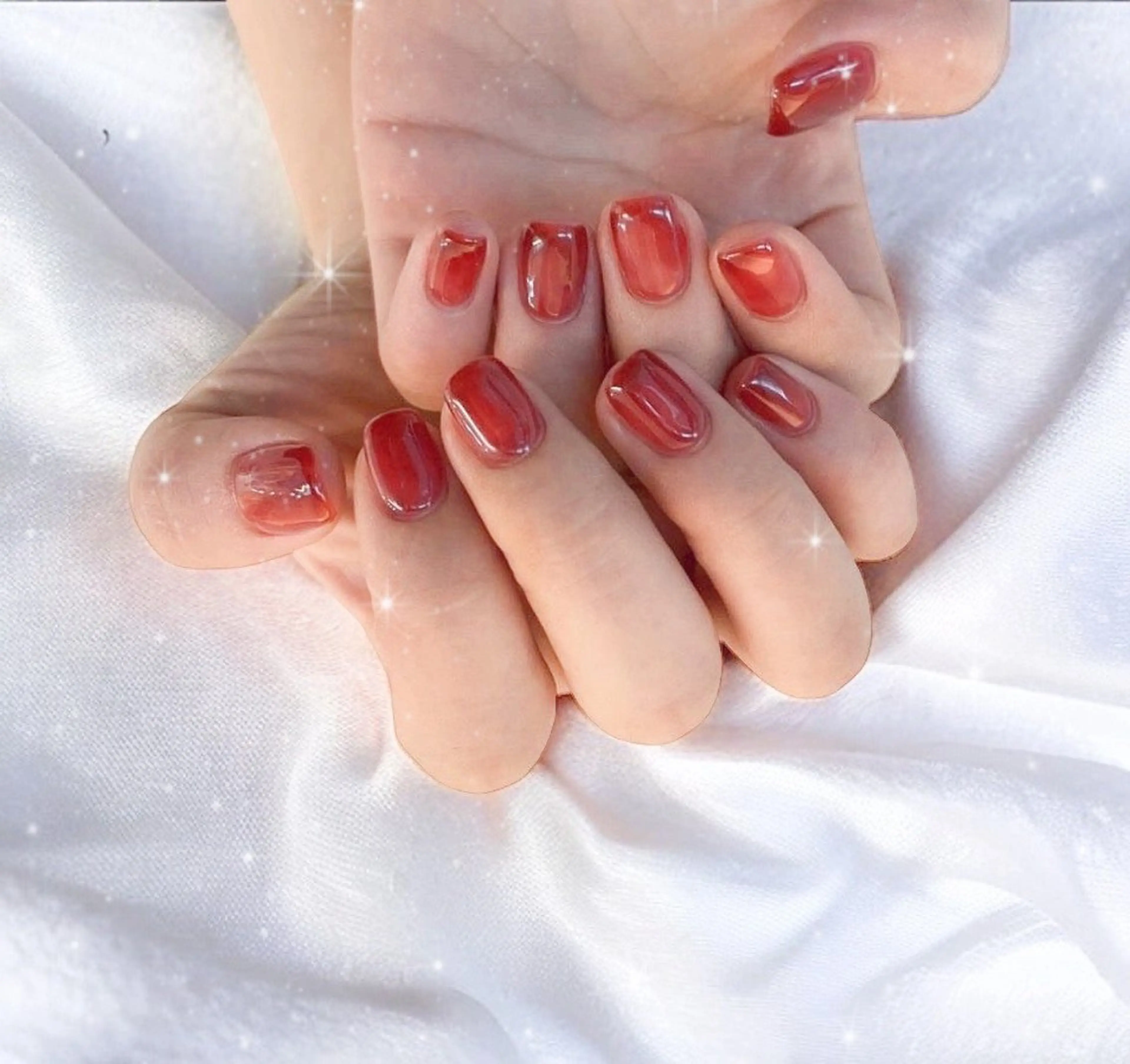 ネイル 赤色 ハンドネイル Bestnail所属・Best Nail Yu🎀🫧のネイルデザイン