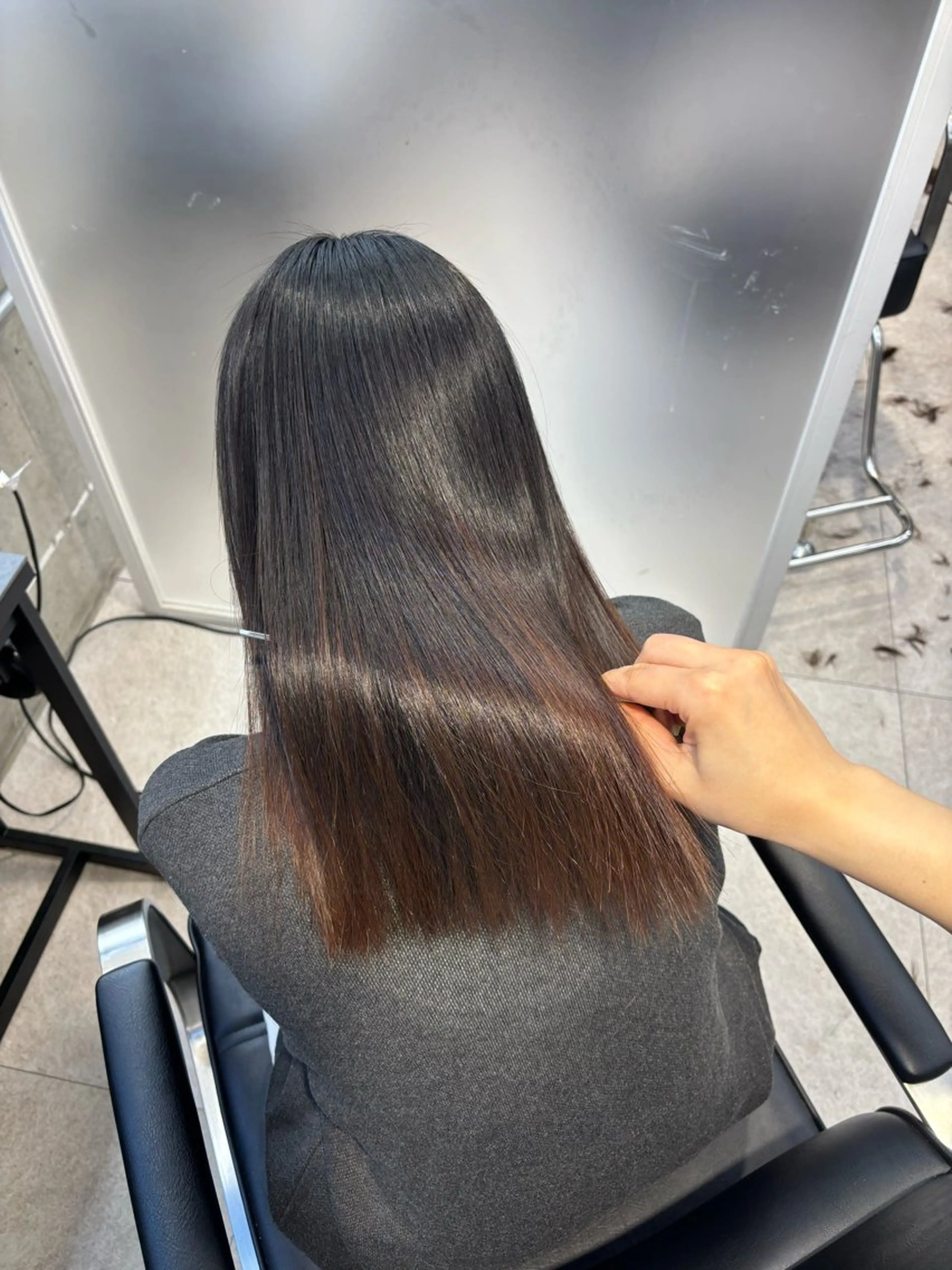 セミロング パーマ カット 縮毛矯正 トリートメント ヒマワリ/ ワンホン/髪質改善のヘアスタイル