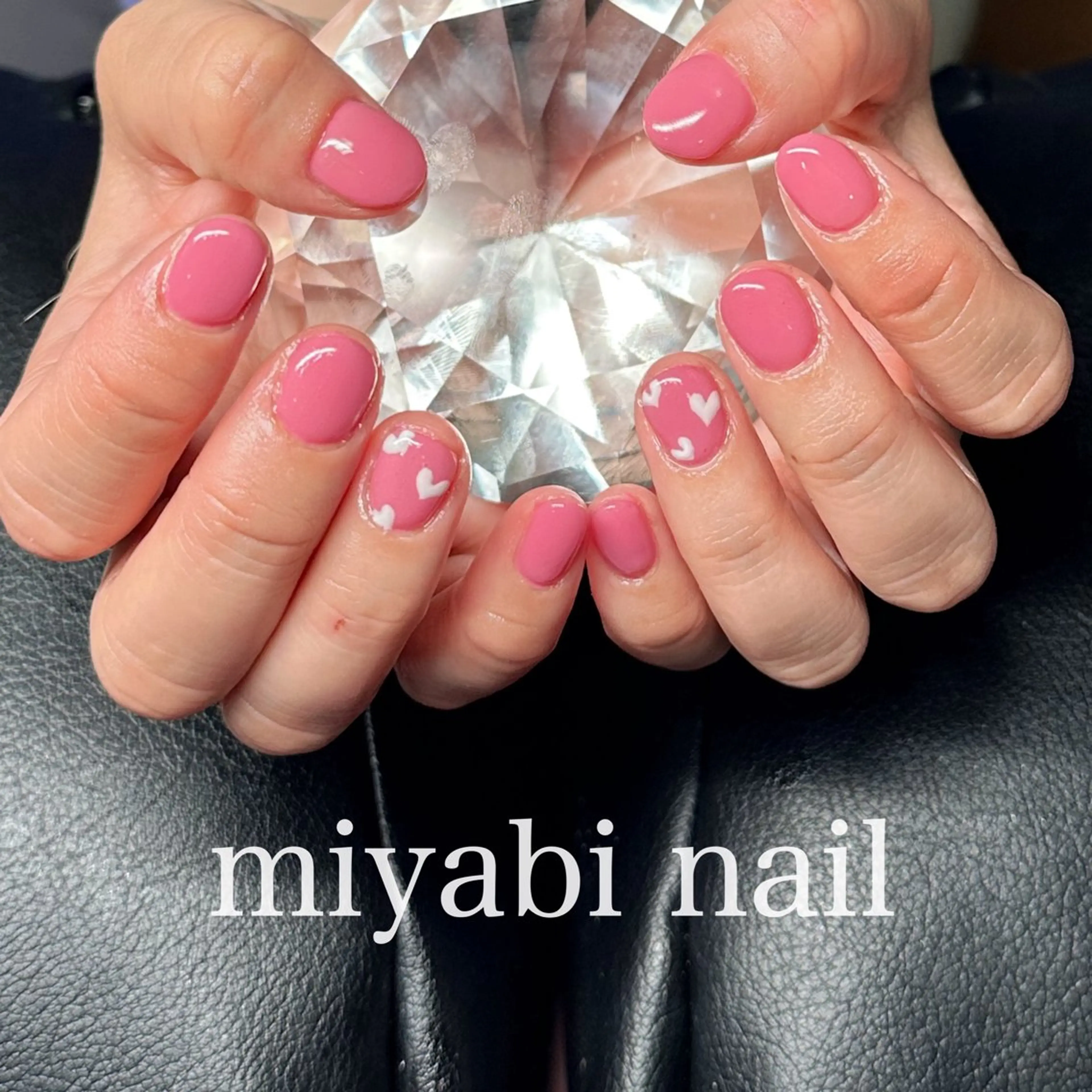 ネイル ジェルネイル ハート 持ち込み ピンク ショートネイル ハンドネイル miyabi nail 桂川駅近くのネイルデザイン