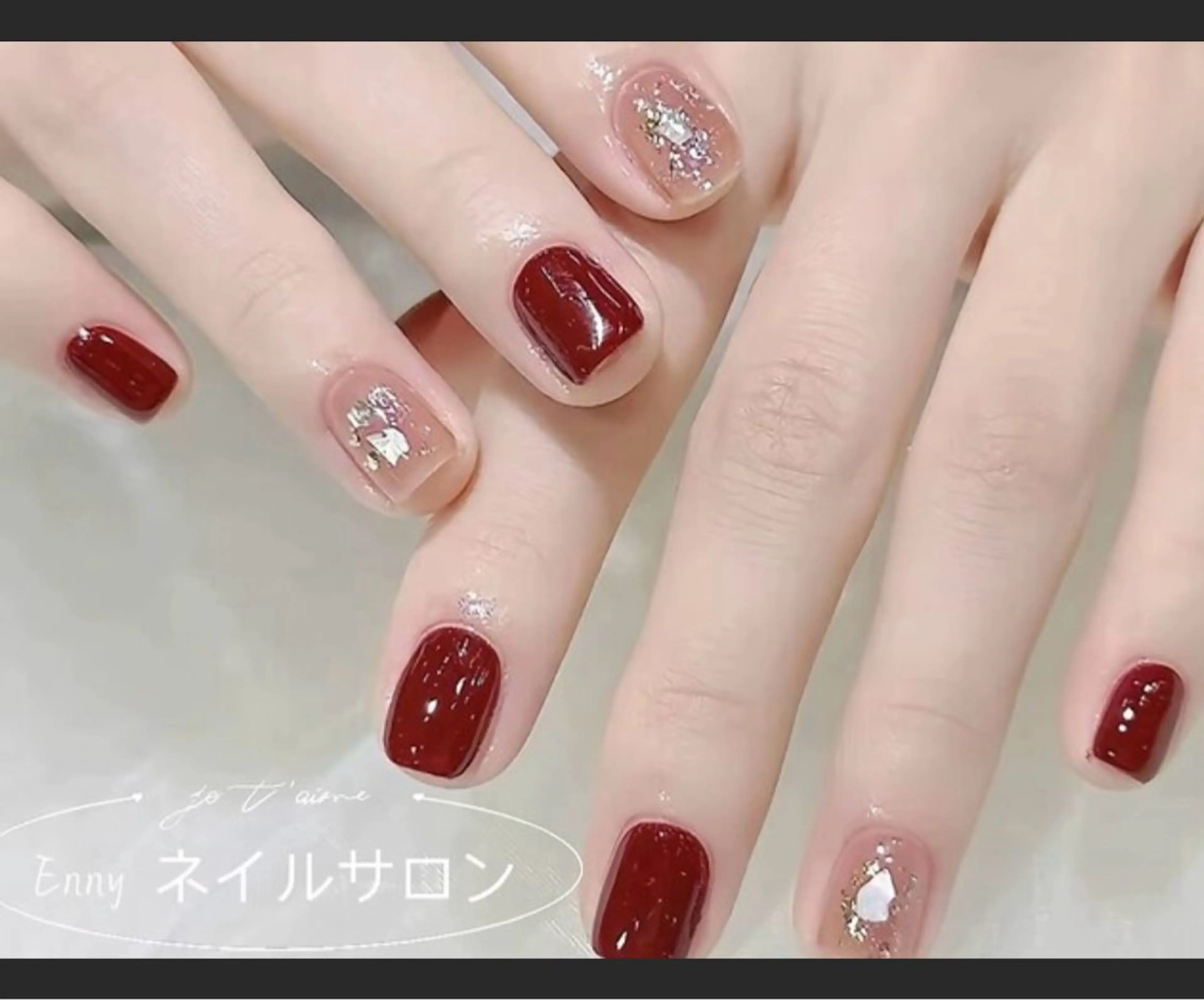 ネイル チークネイル 長さ出し フットネイル フレンチネイル ガラスフレンチ Nailsalon Ennyのネイルデザイン