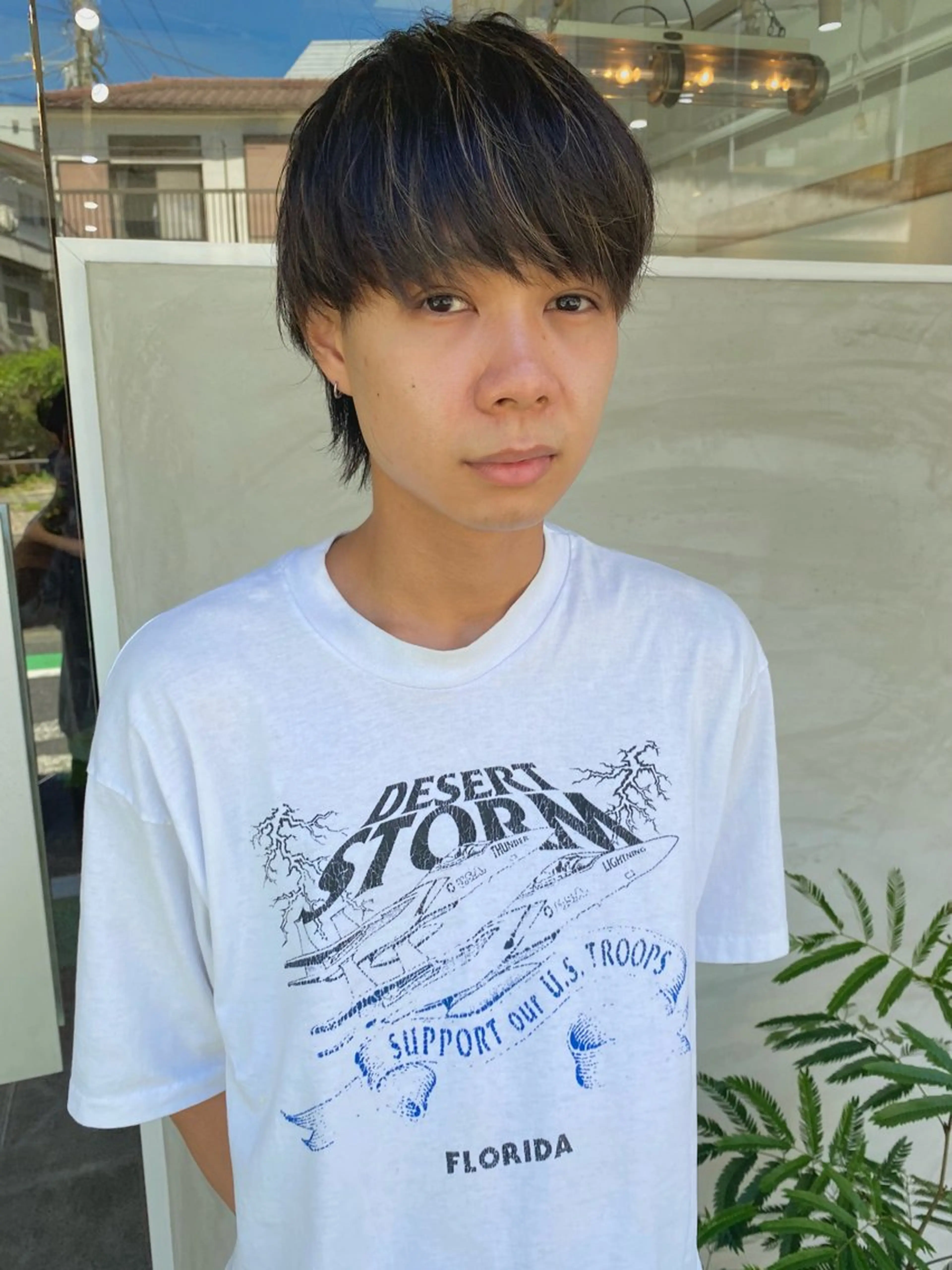 ショート カラー メンズ メンズハイライト ハイライトカラー ハイライト カット ヘアカラー トリートメント 森貴裕/ベージュ/ パーマ/オリーブのヘアスタイル