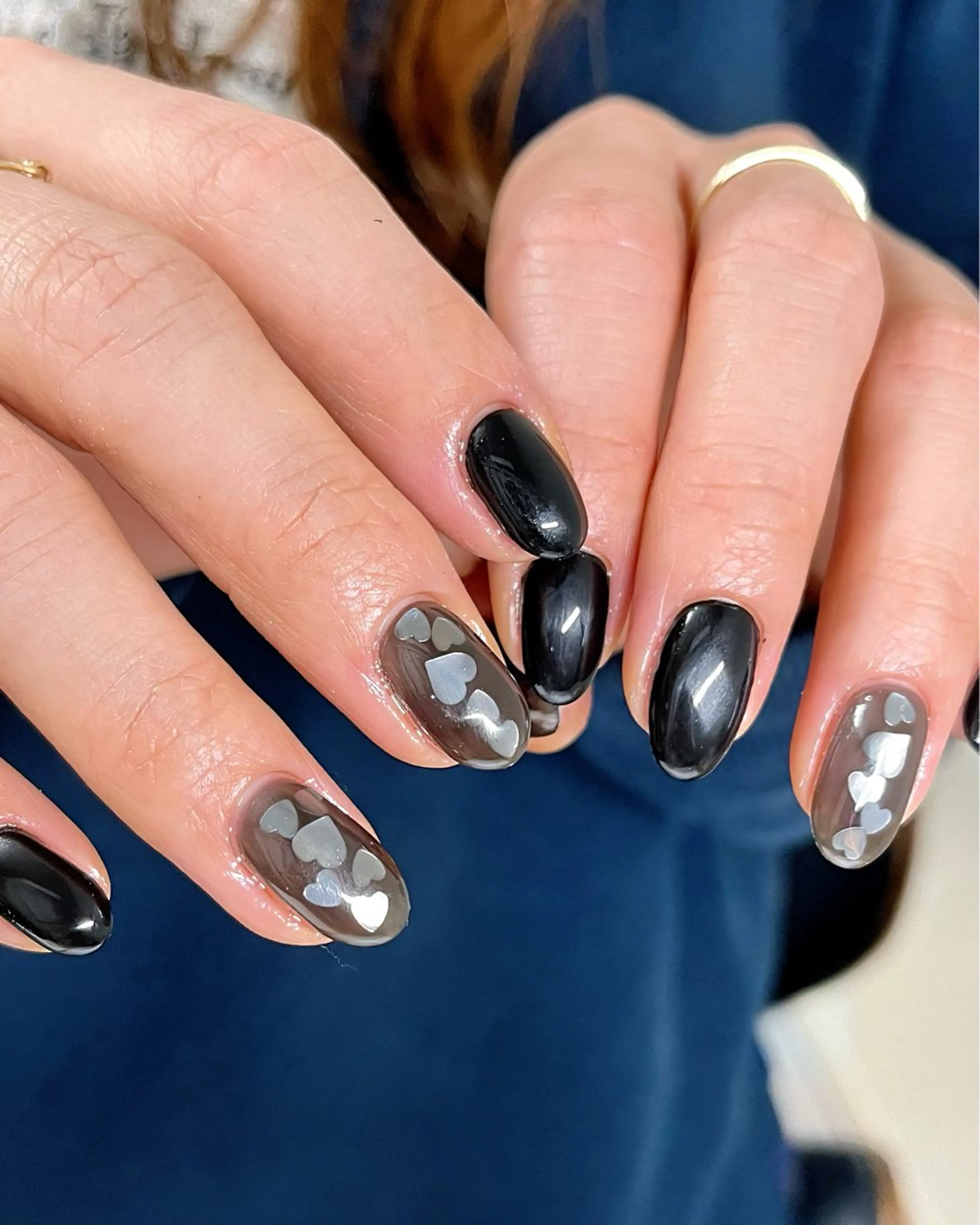 ネイル グラデーション ハート ホログラムネイル ニュアンスネイル 春ネイル ハンドネイル 🫧OPELIA NAIL渋谷🫧のネイルデザイン