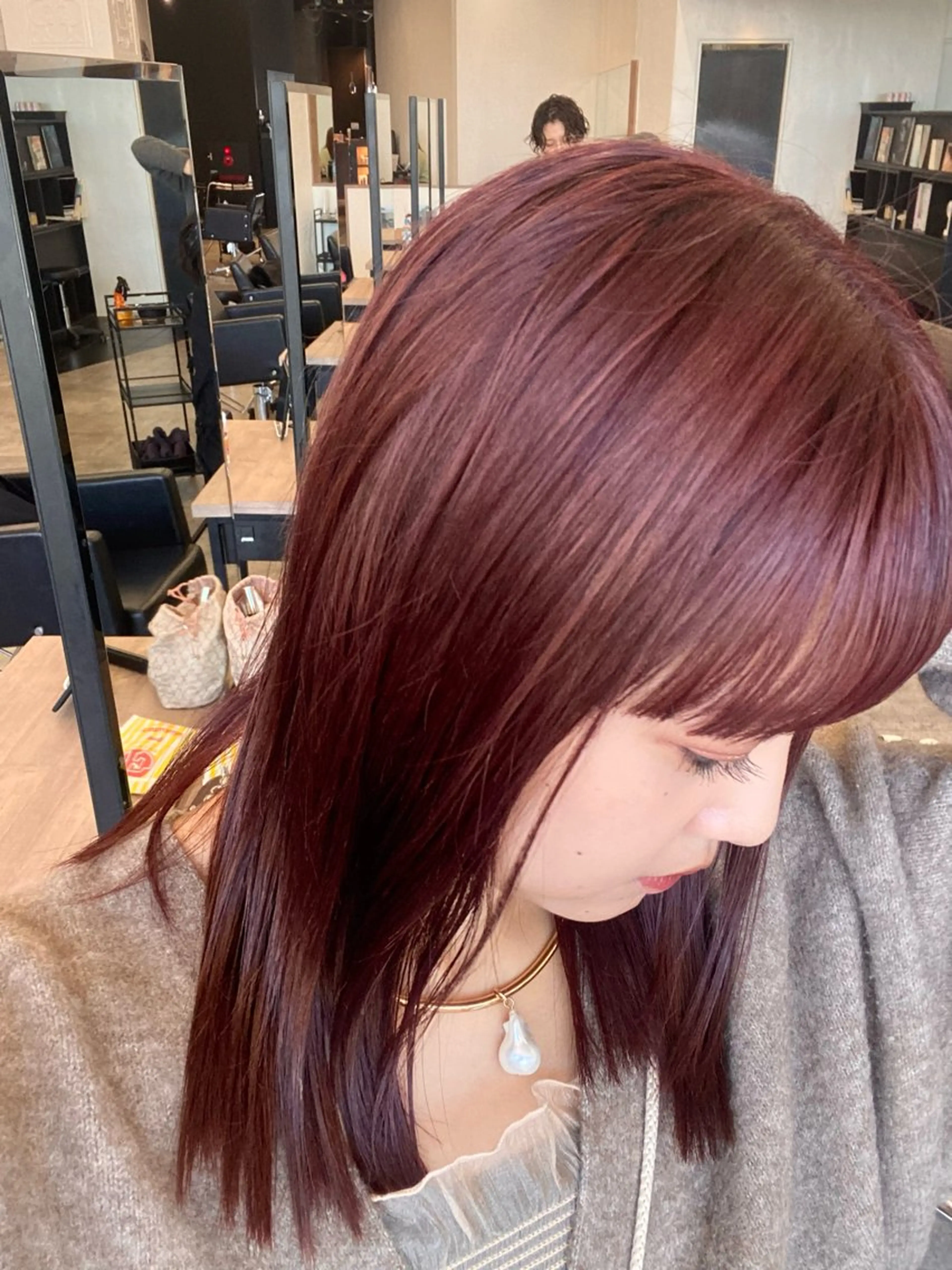 セミロング カラー ピンクカラー shiori/暖色/ レイヤー/似合わせのヘアスタイル