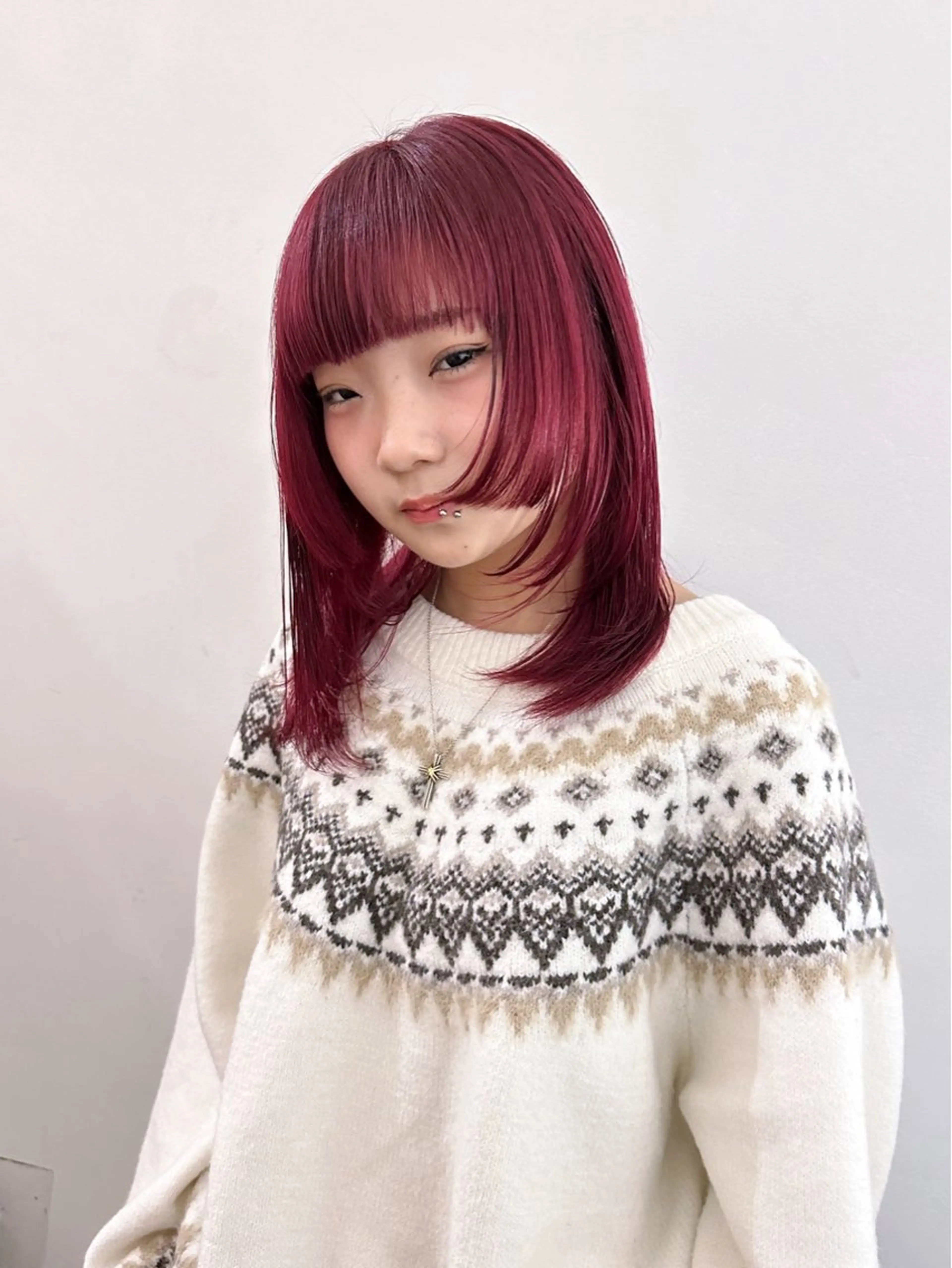 ミディアム カラー レッドカラー Cinq所属・ハイライト🌟/ ボブ/豊田のヘアスタイル