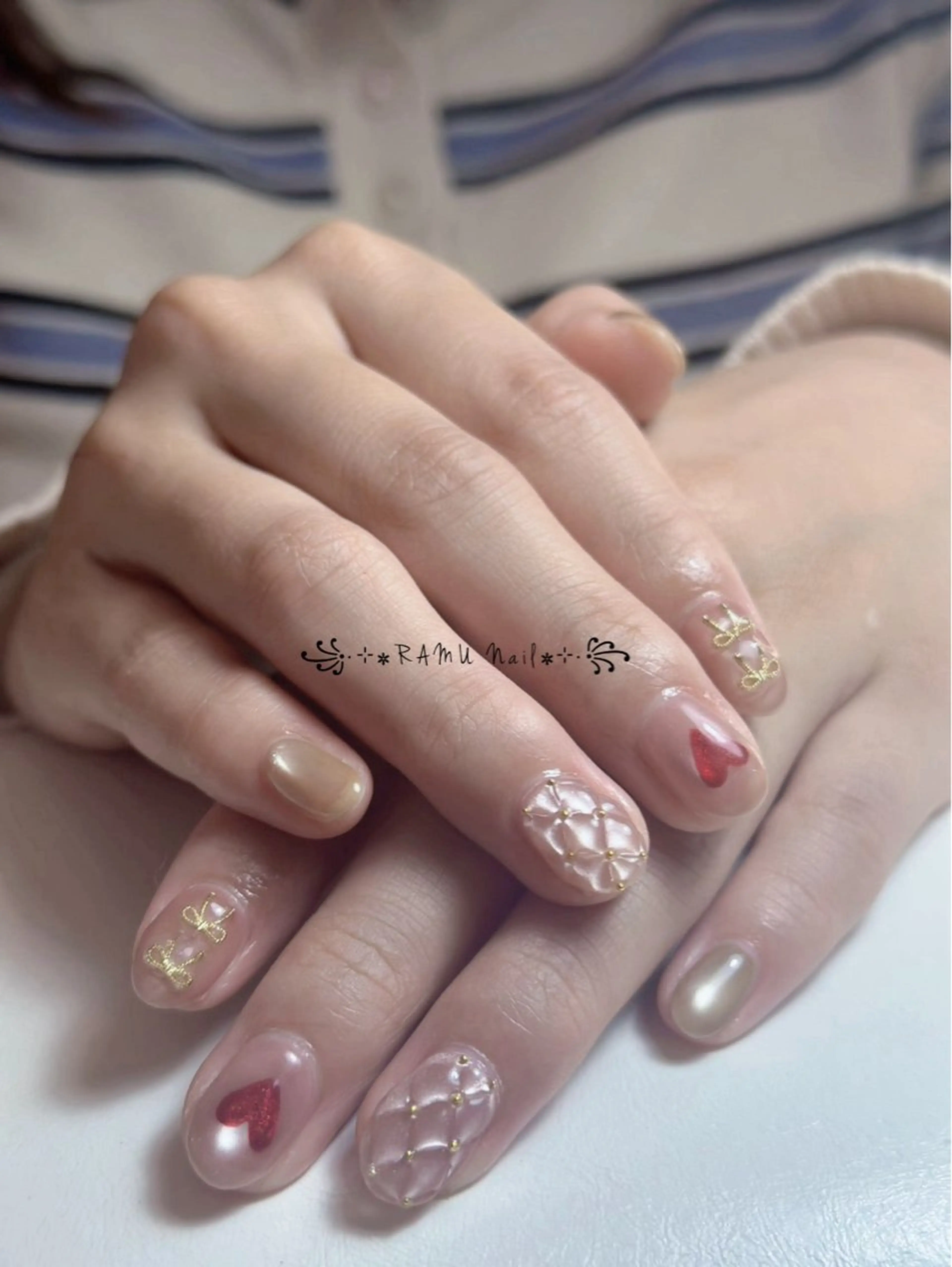 ネイル チークネイル フレンチネイル グラデーション キラキラネイル 韓国ネイル RAMU Nail 恵比寿店のネイルデザイン