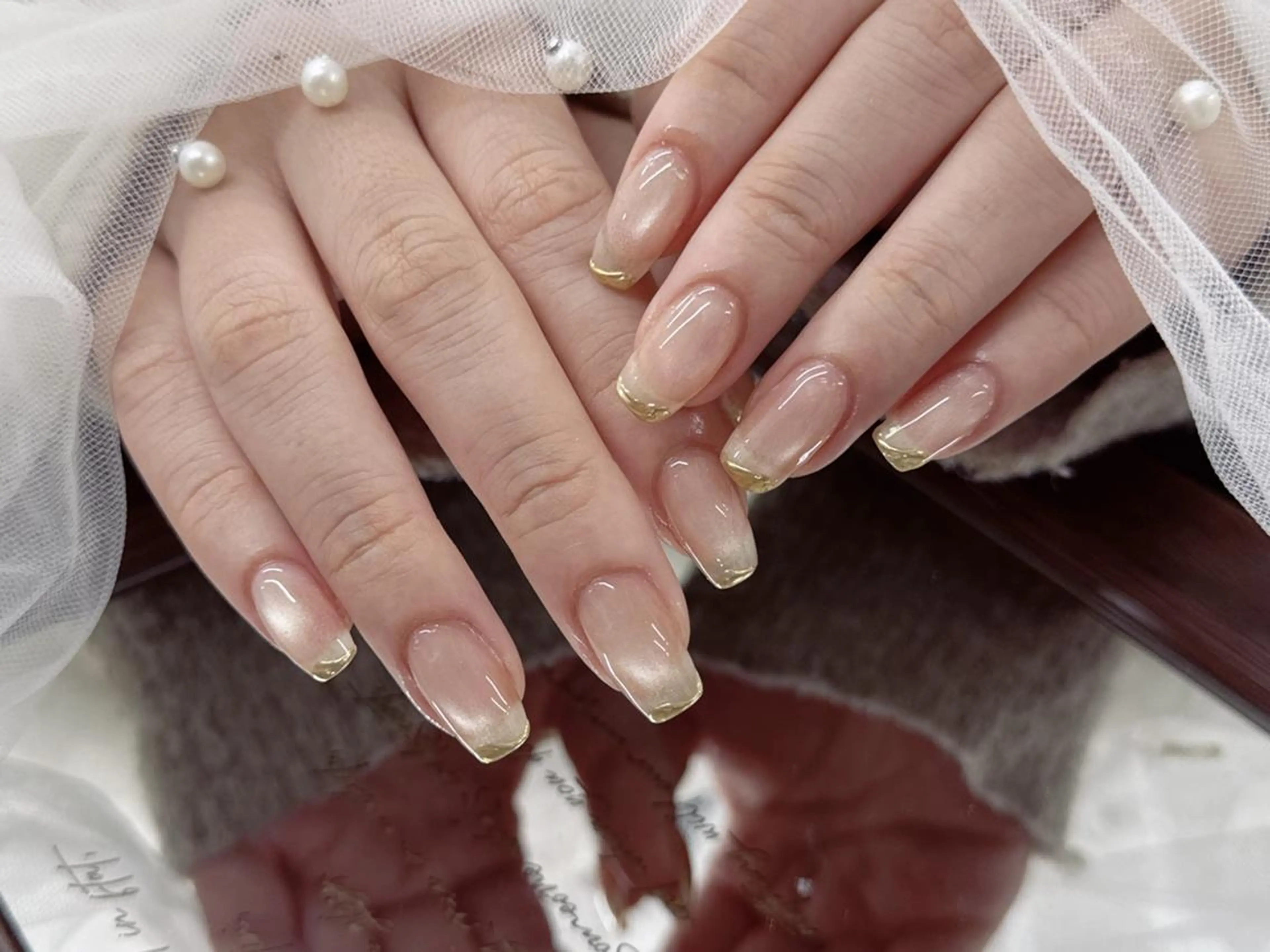 ネイル フレンチネイル ハート 韓国ネイル マグネットネイル マグネットフレンチ ハンドネイル ロータス ネイルサロンのネイルデザイン