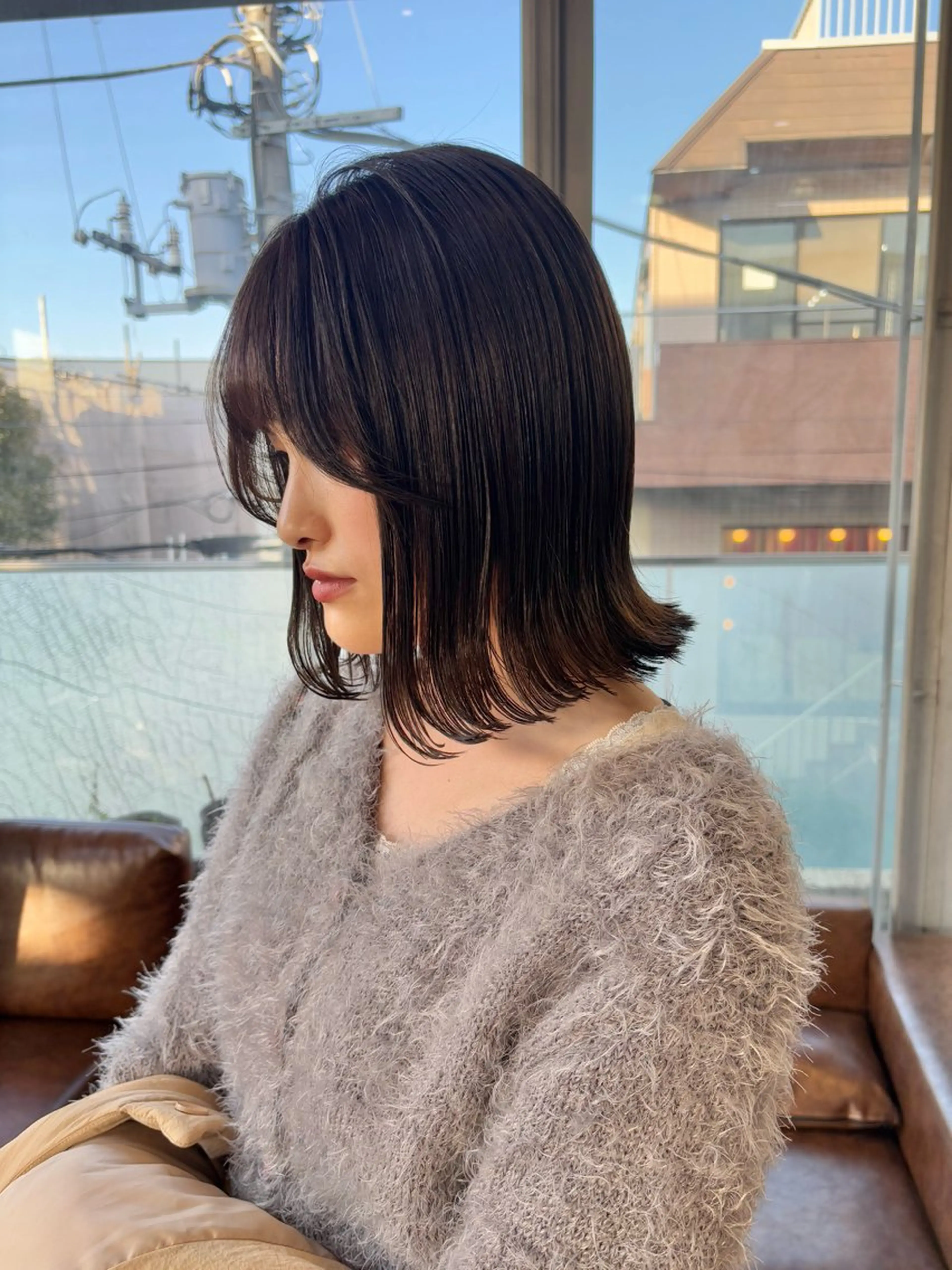 ショート カラー パーマ ヘアアレンジ 切りっぱなしボブ ボブ カット ヘアカラー トリートメント ヘッドスパ ヘアセット 押切 響　のヘアスタイル