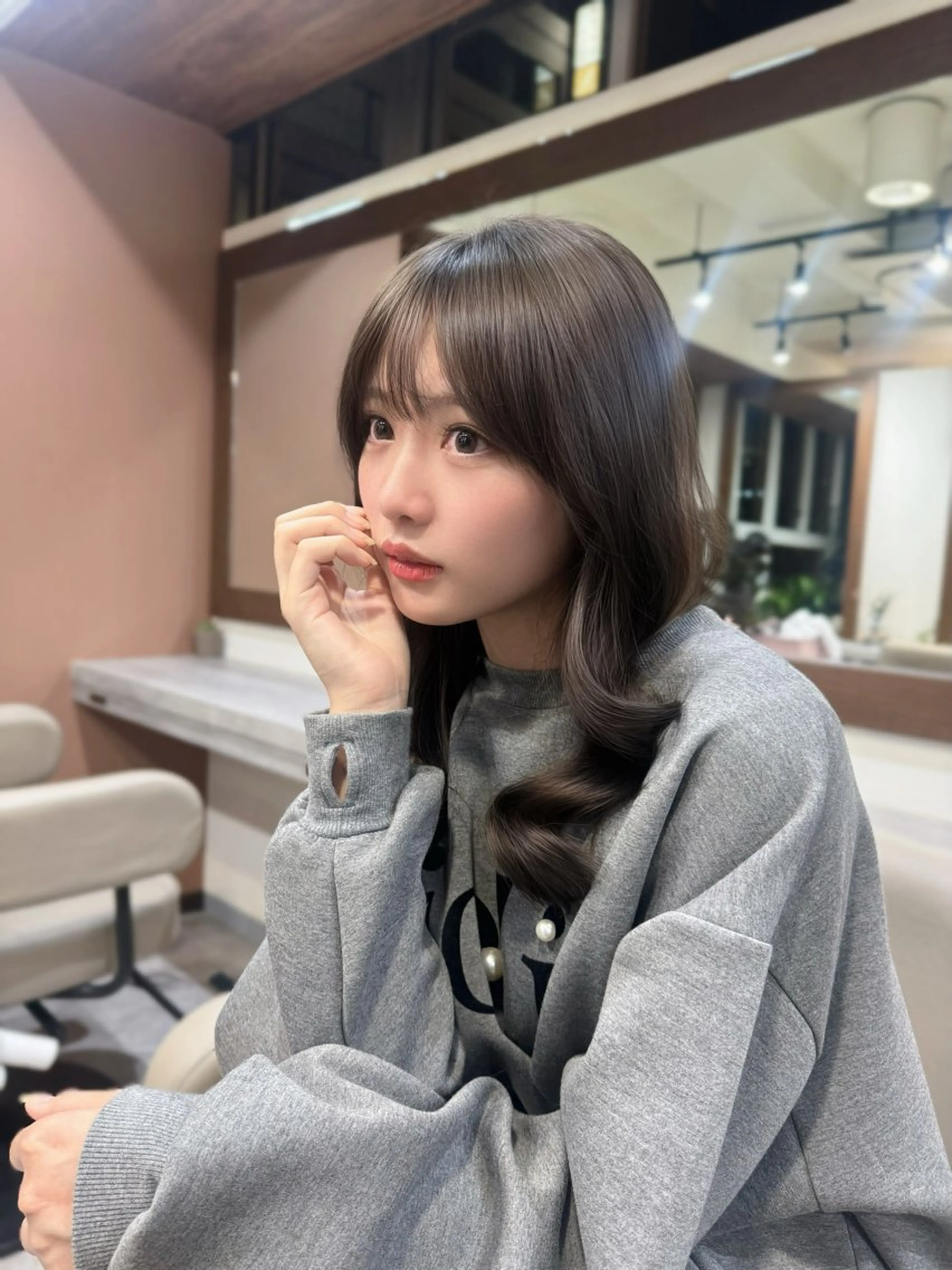 セミロング カラー パーマ カット トリートメント 韓国ヘア/韓国風 パーマ/kazueのヘアスタイル