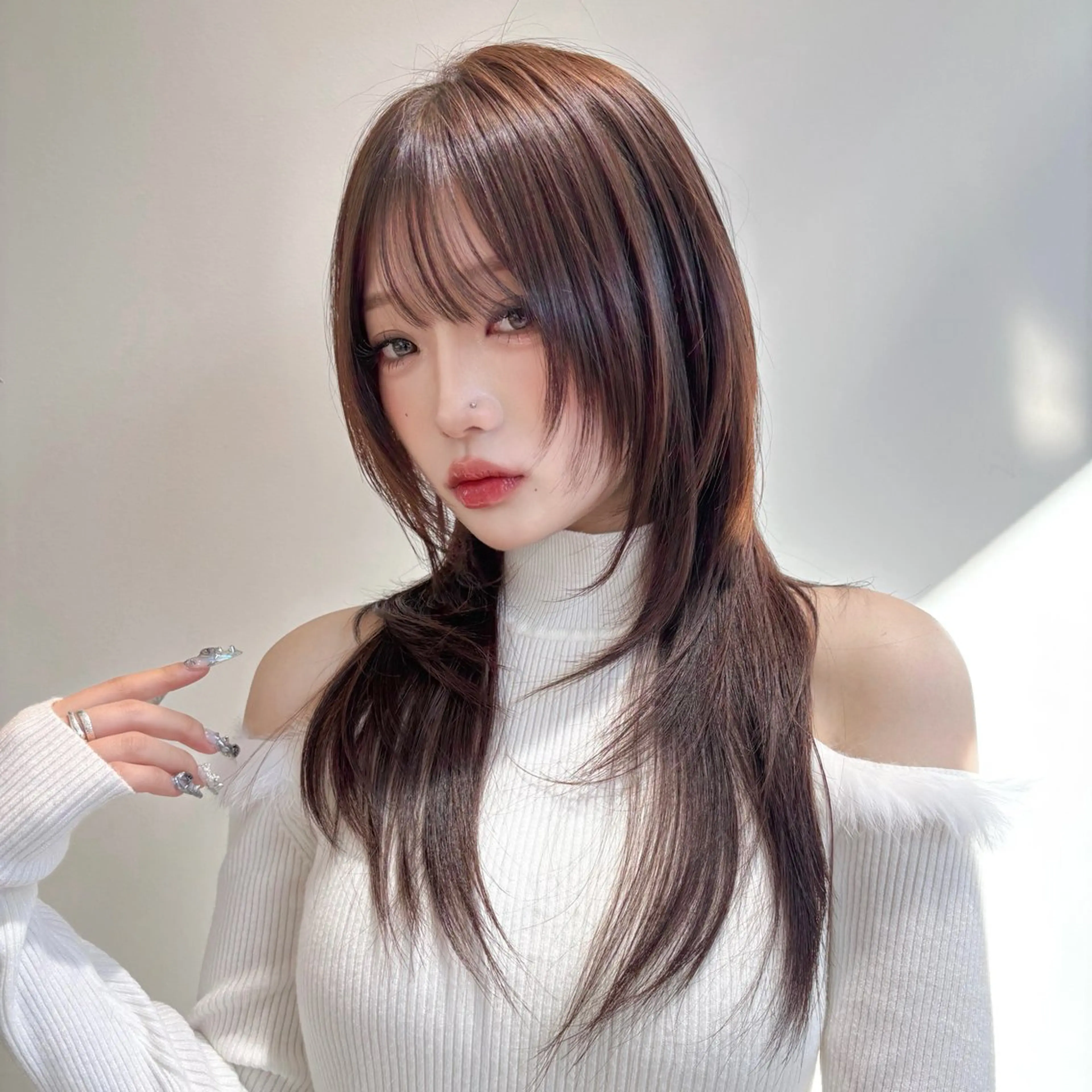 ロング 顔周りカット ハッシュカット 髪質改善 韓国風ヘア レイヤーカット カット ヘアカラー トリートメント 原宿/韓国レイヤー ボブ/顔周りYasuのヘアスタイル