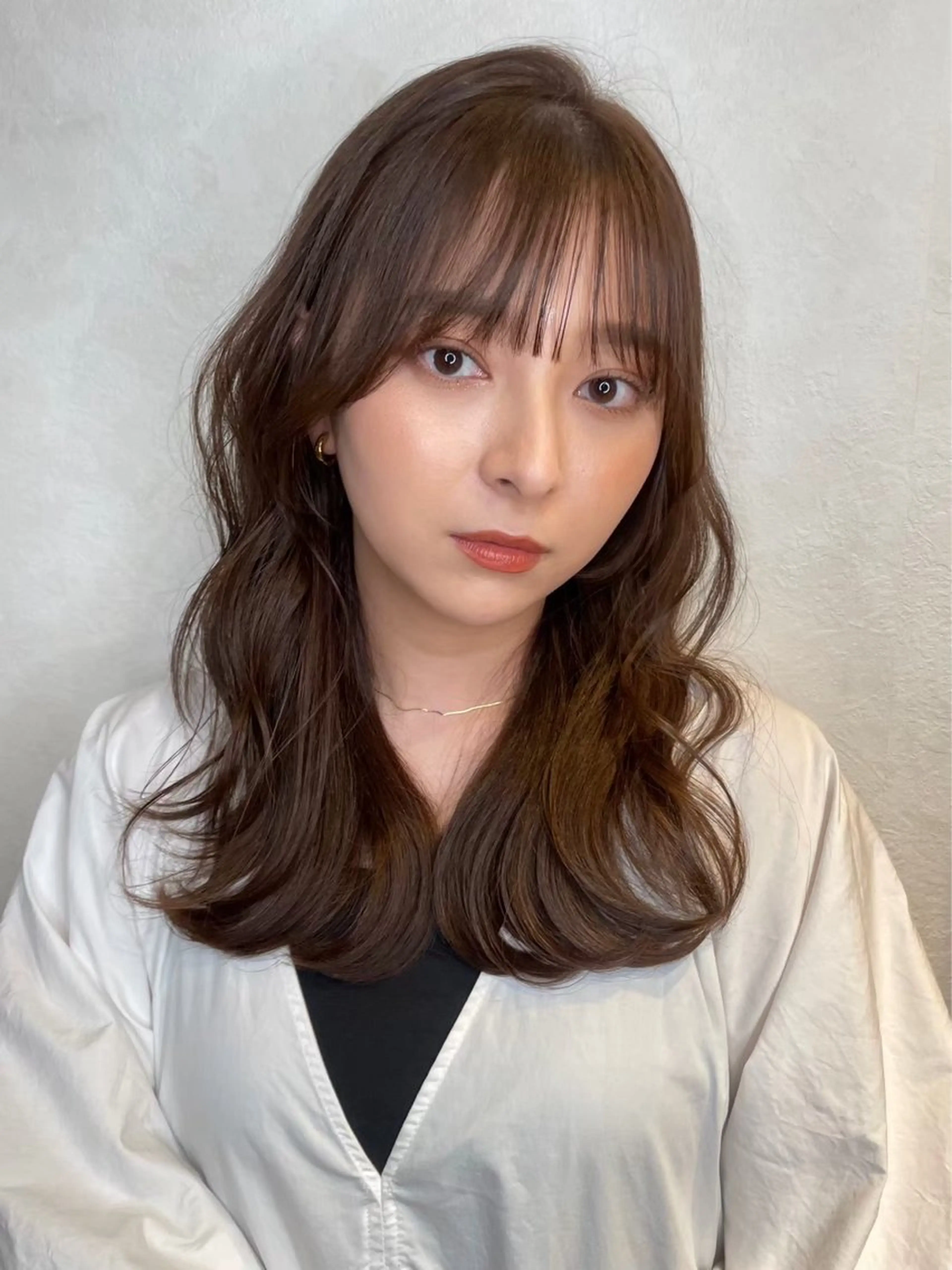 セミロング 顔周りカット 髪質改善 レイヤーカット ブリーチなしWカラー ヘアセット🎀はるかのヘアスタイル