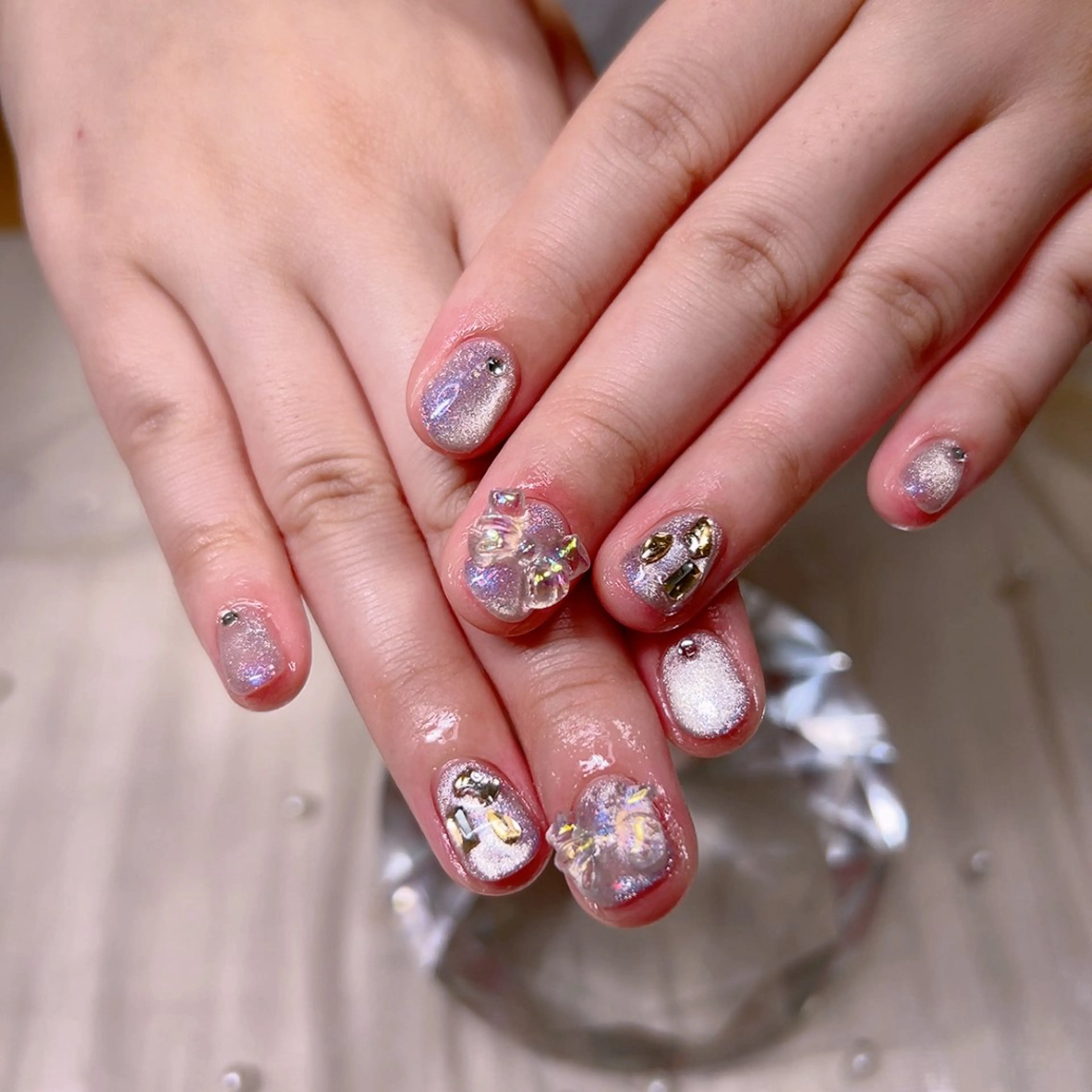 ネイル キラキラネイル マグネットネイル オフィスネイル シンプルネイル Cute Tips nailのネイルデザイン