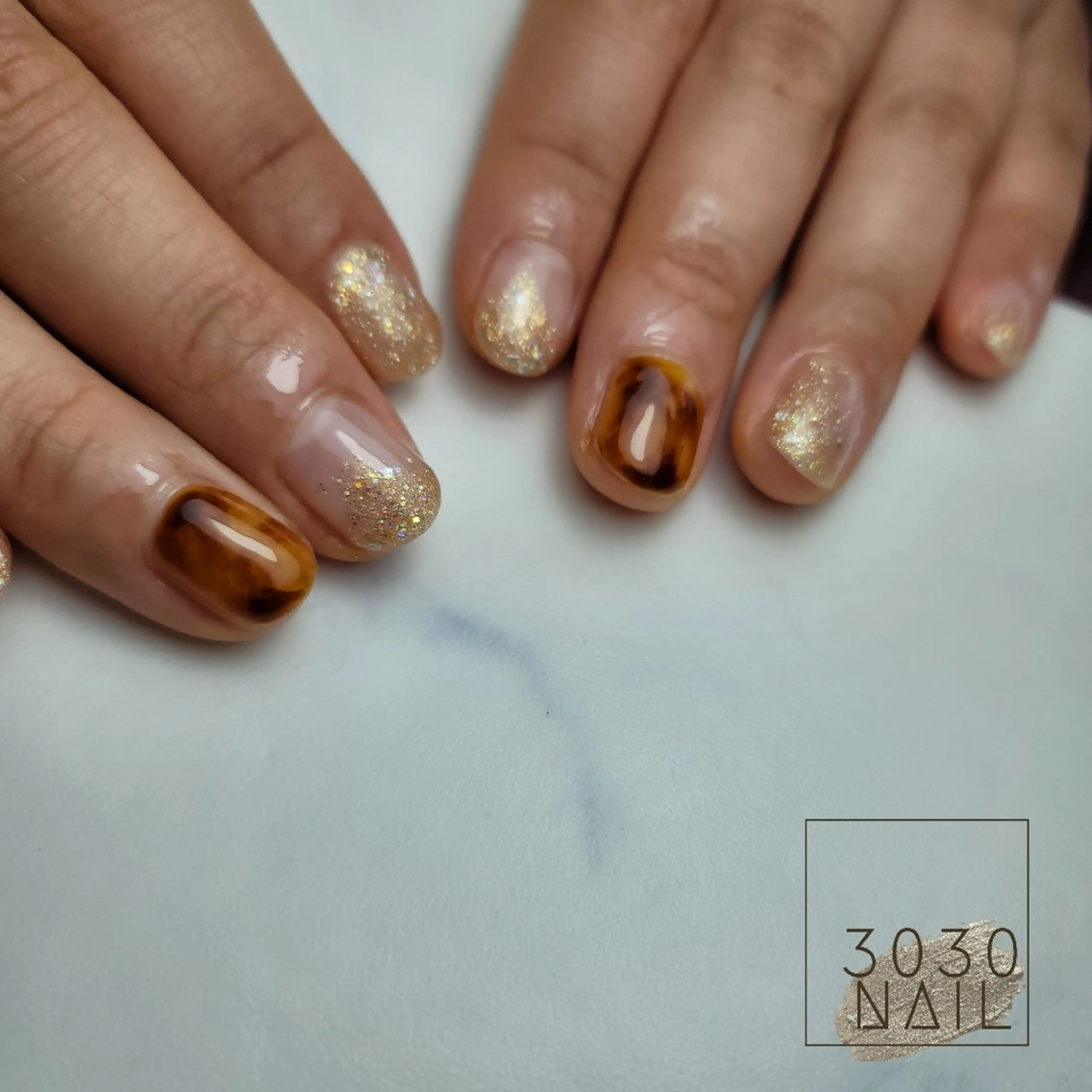 ネイル べっ甲ネイル フットネイル ネイリスト riiisaのネイルデザイン