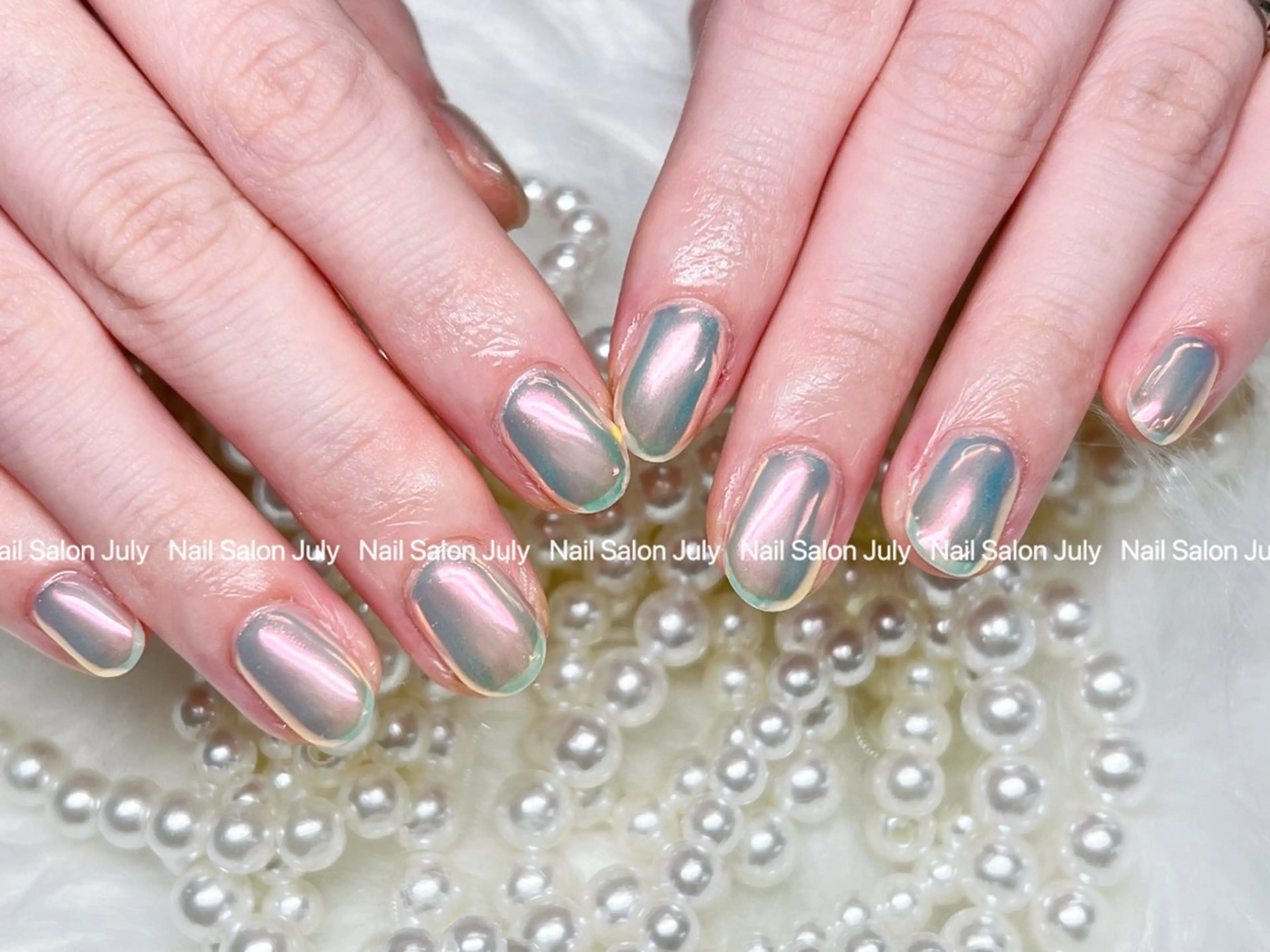 ネイル アートネイル オーロラネイル ジェルネイル ガーリー キラキラネイル July モモのネイルデザイン