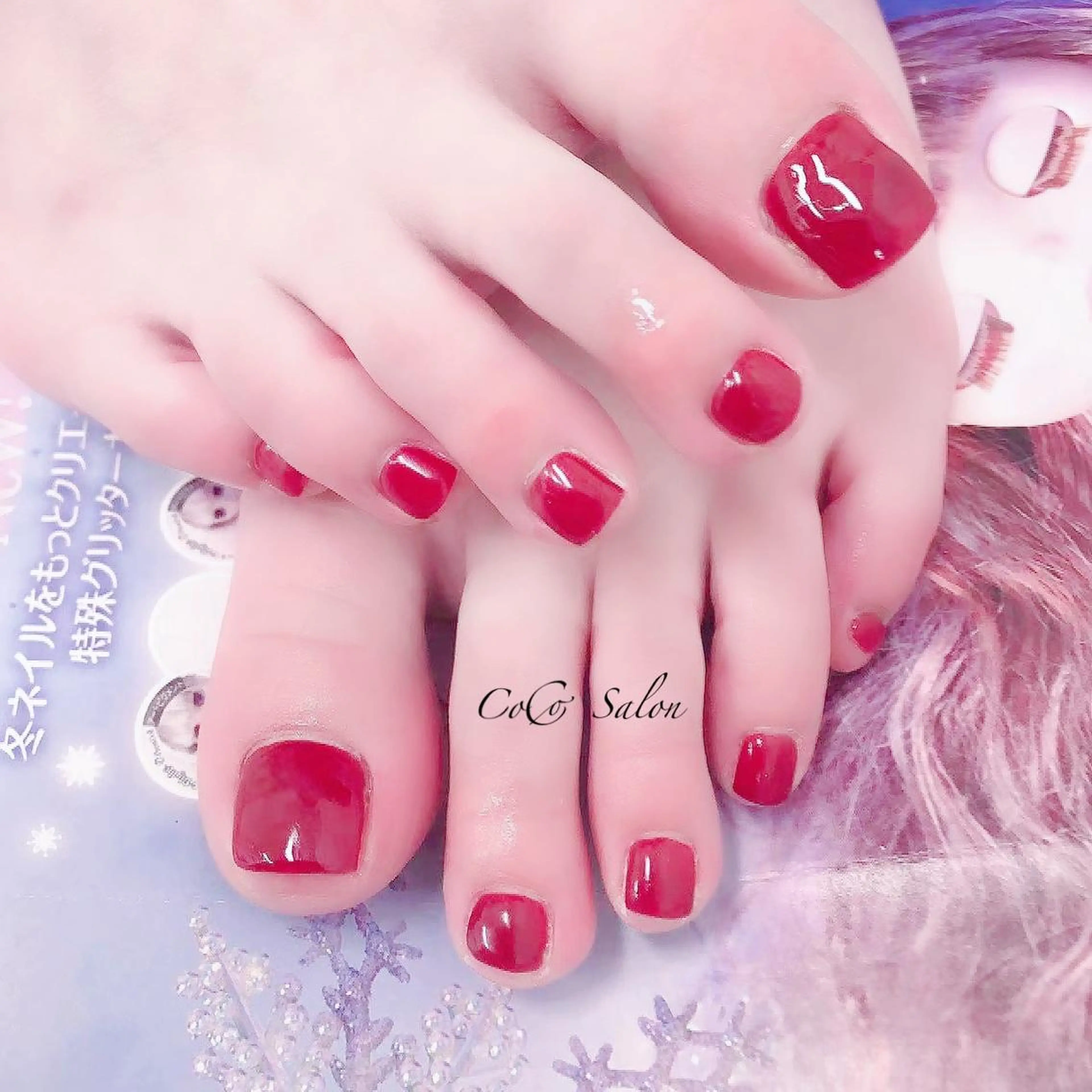 ネイル ボルドー 長さ出し フットネイル ジェルネイル オフィスネイル フットネイル CoCoSalon ネイル/まつ毛予約のネイルデザイン