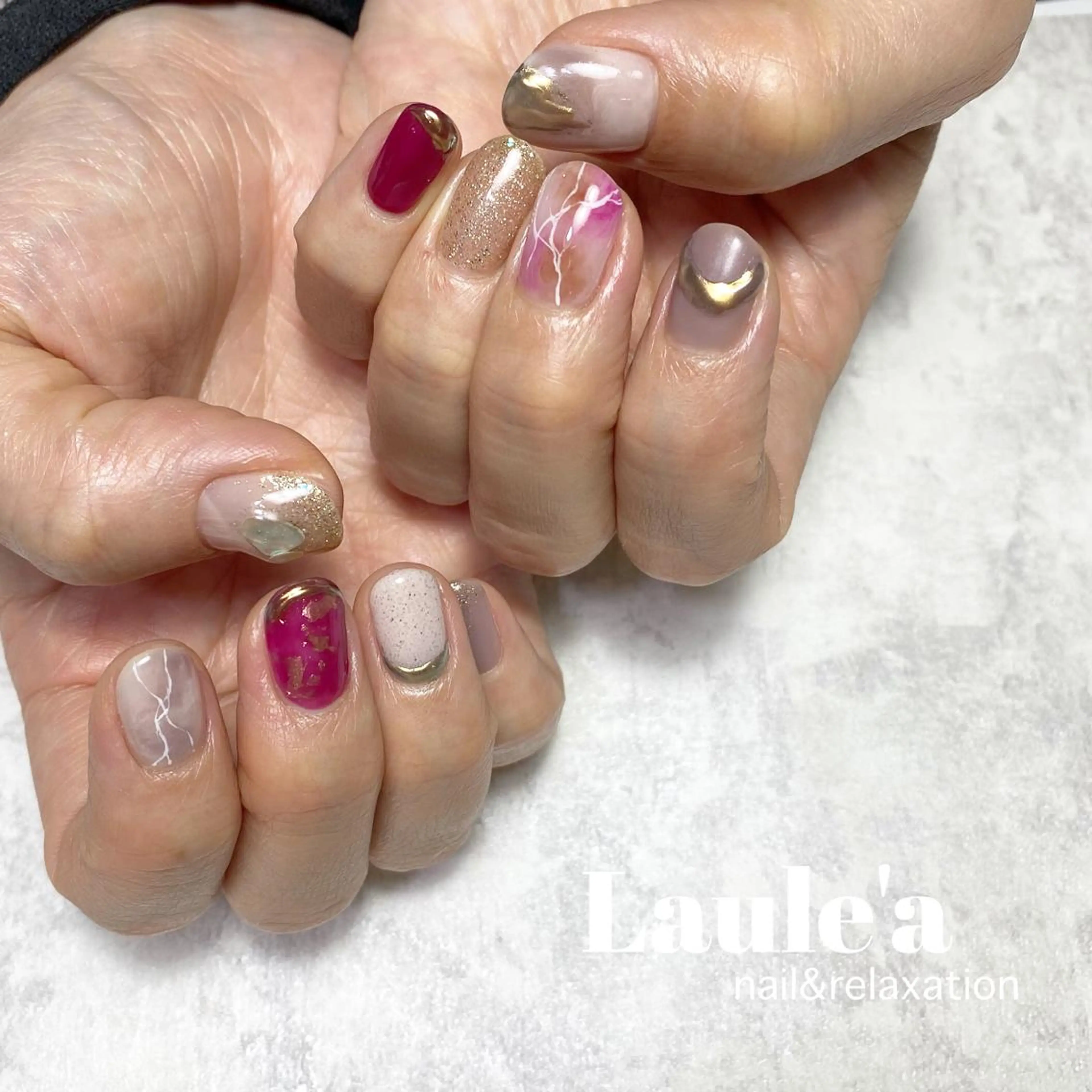ネイル ジェルネイル マグネットネイル 大理石ネイル(マーブル) Nail yuriのネイルデザイン