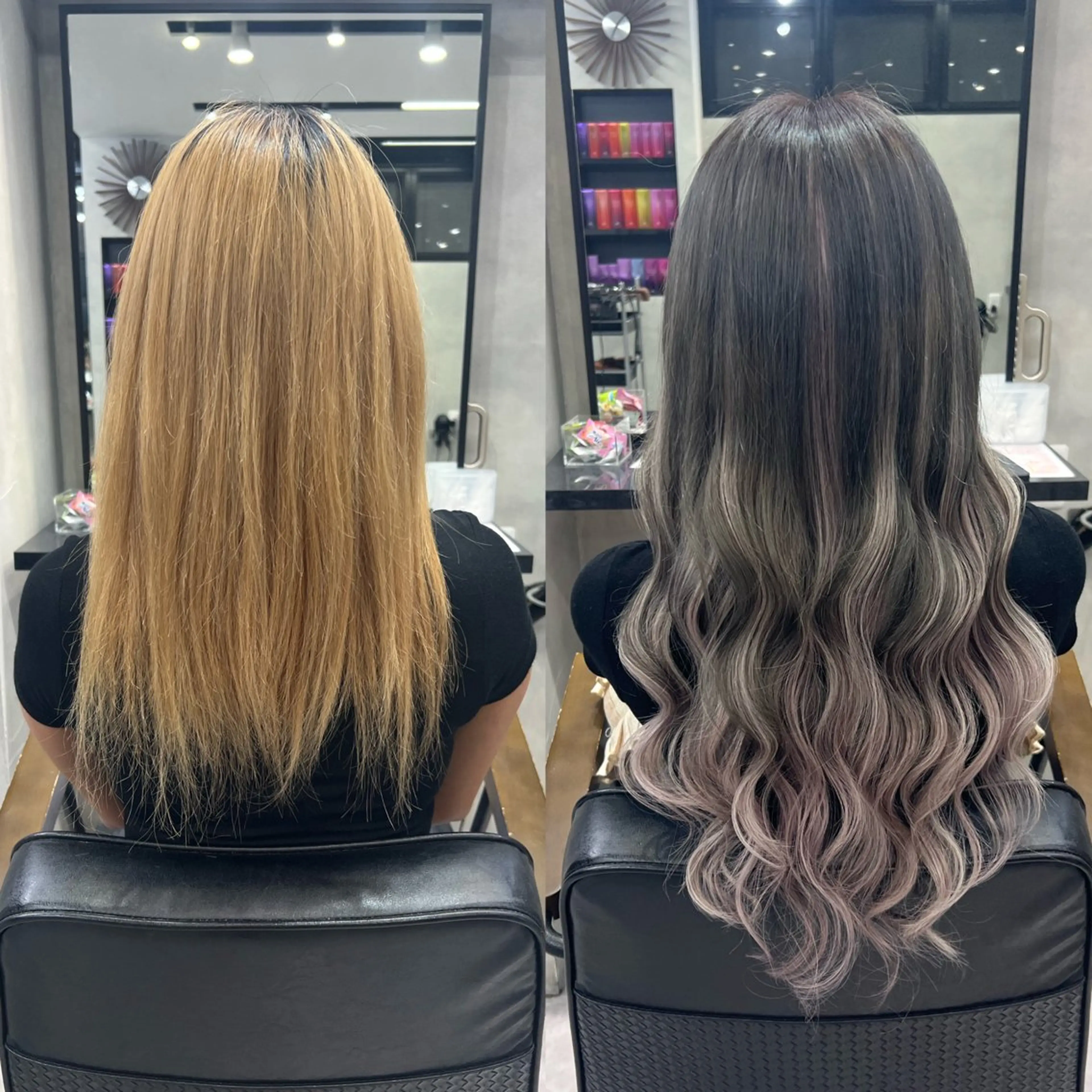 ロング カラー ヘアアレンジ シールエクステ アッシュ バレイヤージュ ベージュカラー 黒髪 カット ヘアカラー エクステ ar+ ❤︎ maiのヘアスタイル