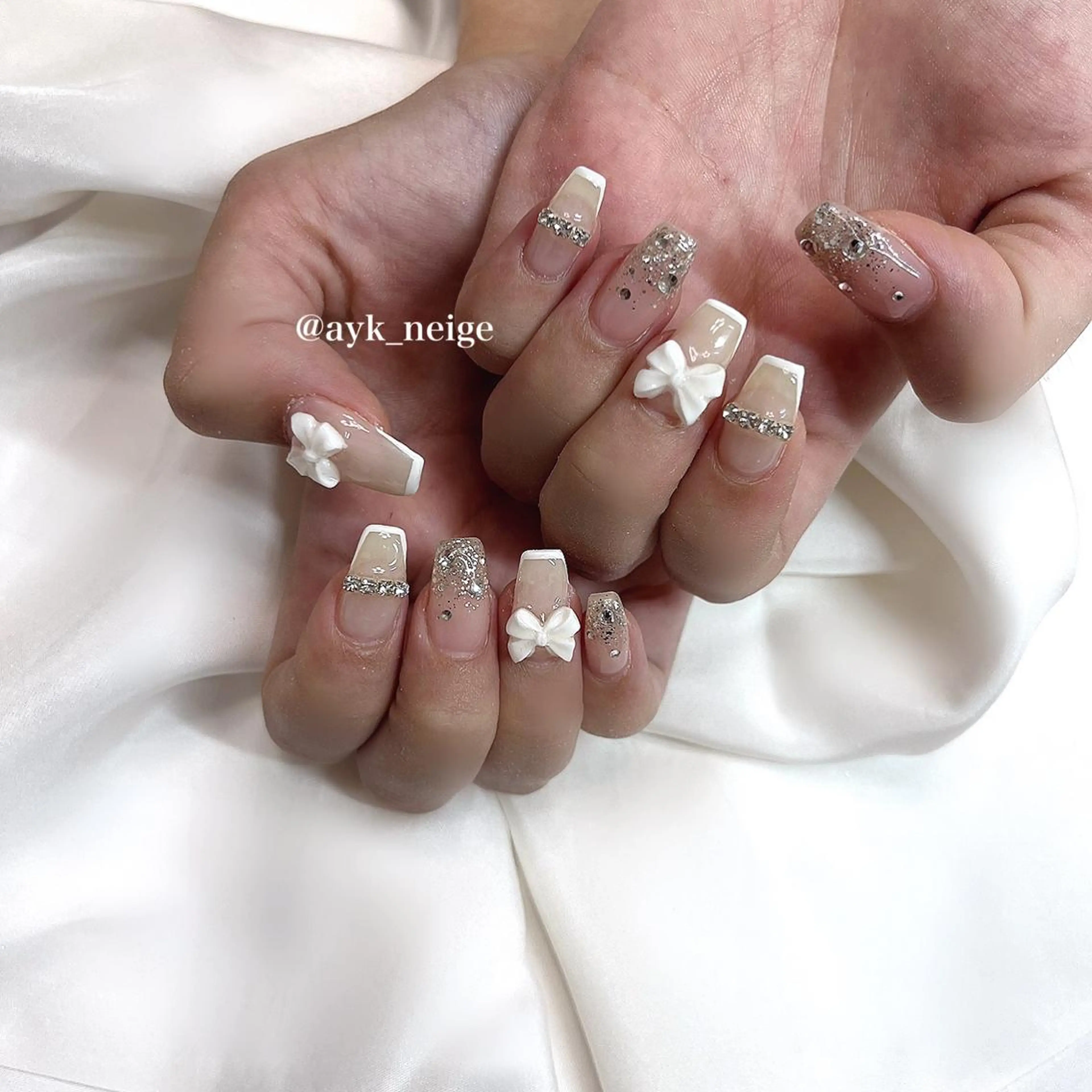 ネイル フットネイル フレンチネイル ガラスフレンチ グラデーション 韓国ネイル n'eige nail所属・大谷 綾香のネイルデザイン