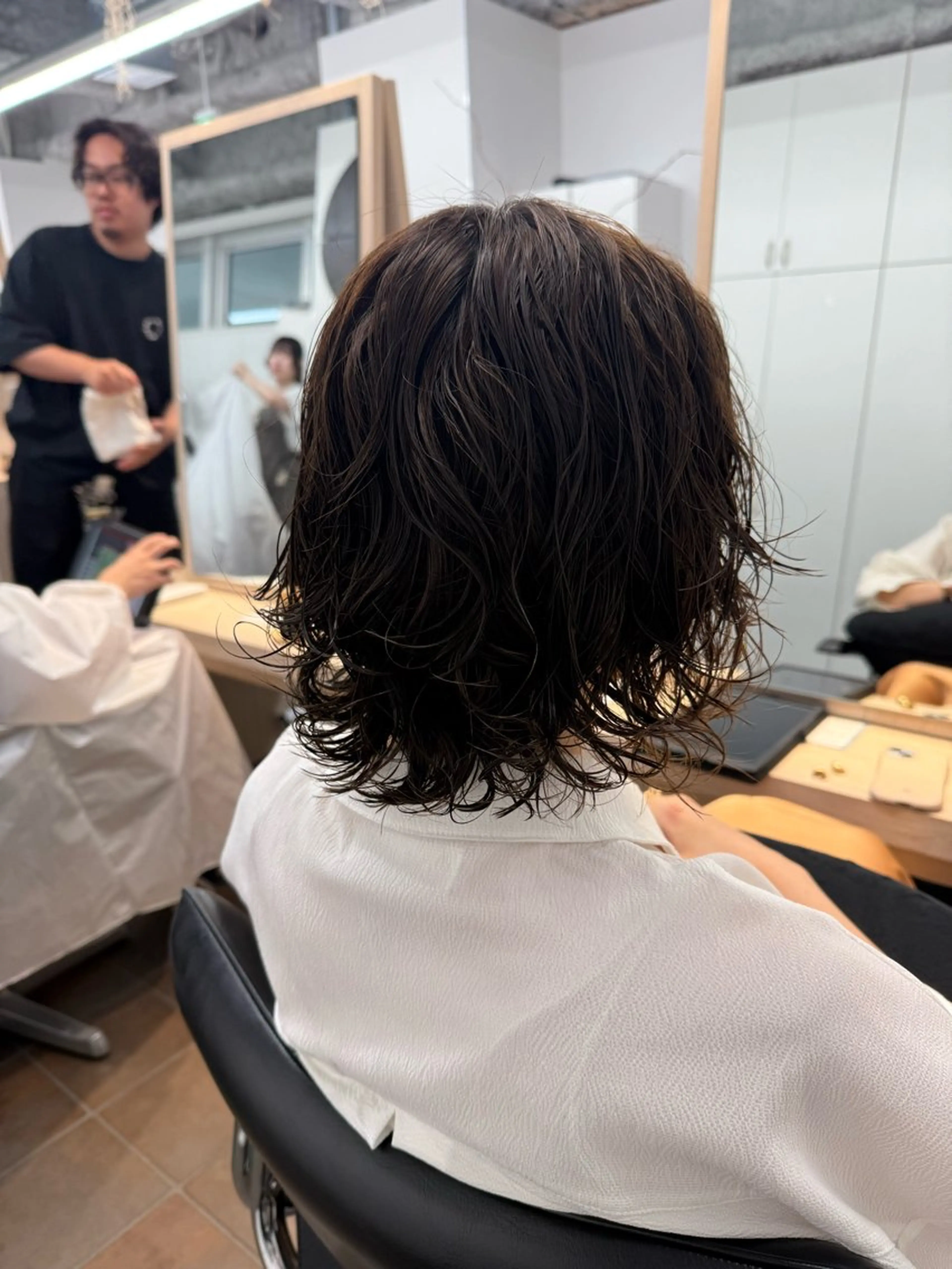 ミディアム ミディアムパーマ レイヤーカット カット パーマ トリートメント miwa/ボブパーマ /モードボブのヘアスタイル