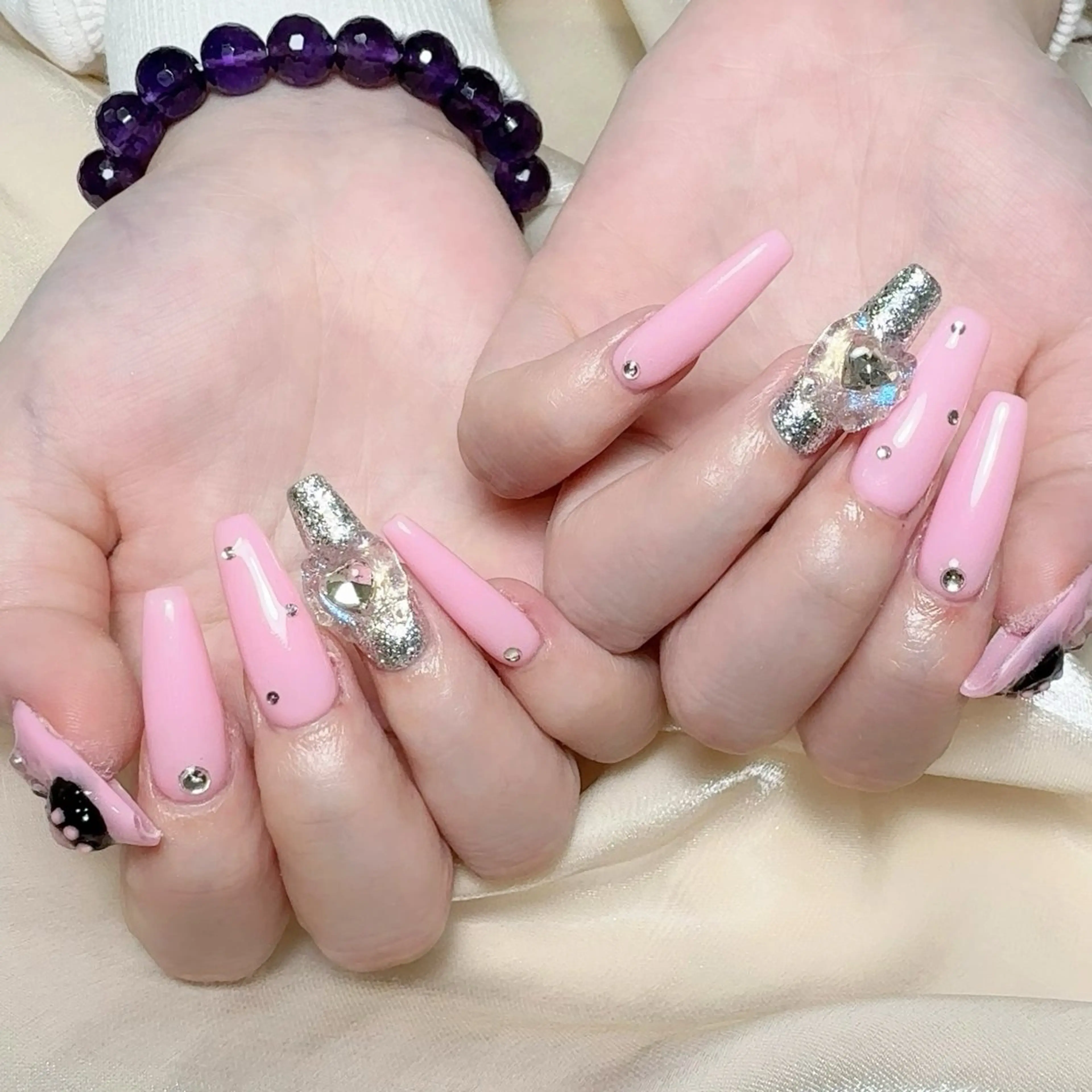 メンズ ネイル メンズ韓国風 アートネイル オーロラネイル ガーリー キラキラネイル ハンドネイル Nail salon 木にいるのネイルデザイン