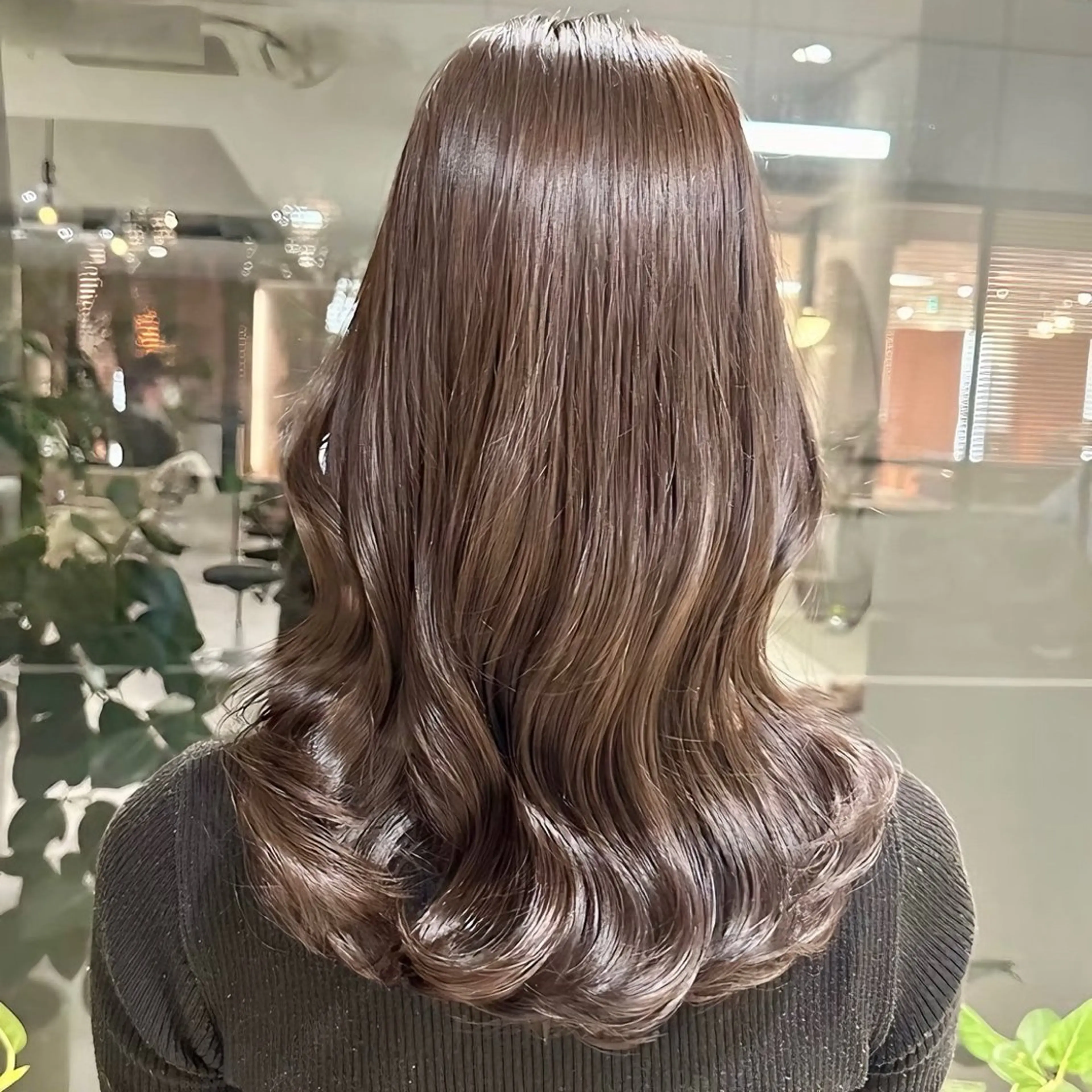 セミロング カラー 似合わせカット 小顔カット 縮毛矯正 カット ヘアカラー 韓国風/小顔レイヤー /艶カラーのヘアスタイル