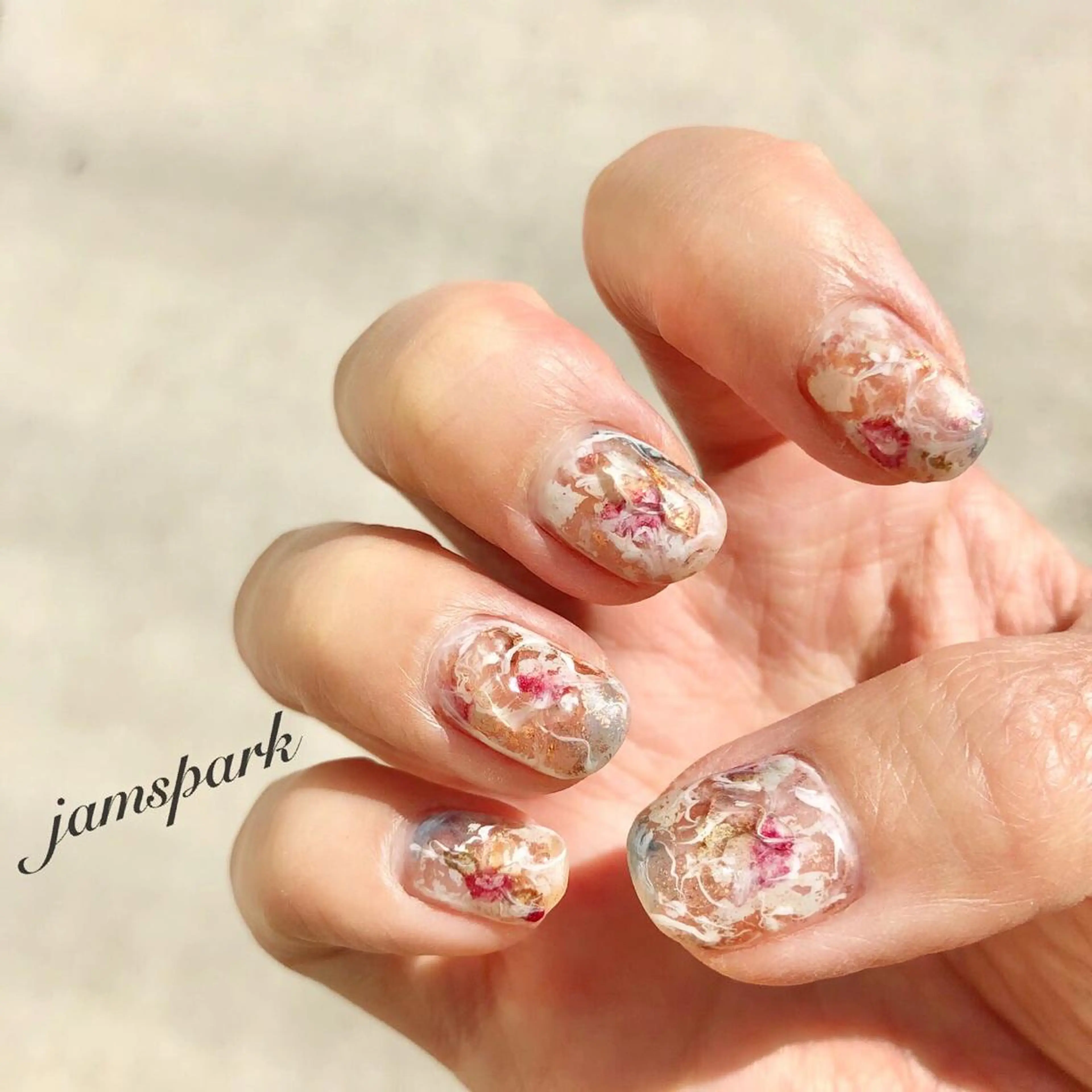 ネイル アートネイル ニュアンスネイル ショートネイル 春ネイル ハンドネイル jamspark ✨のネイルデザイン