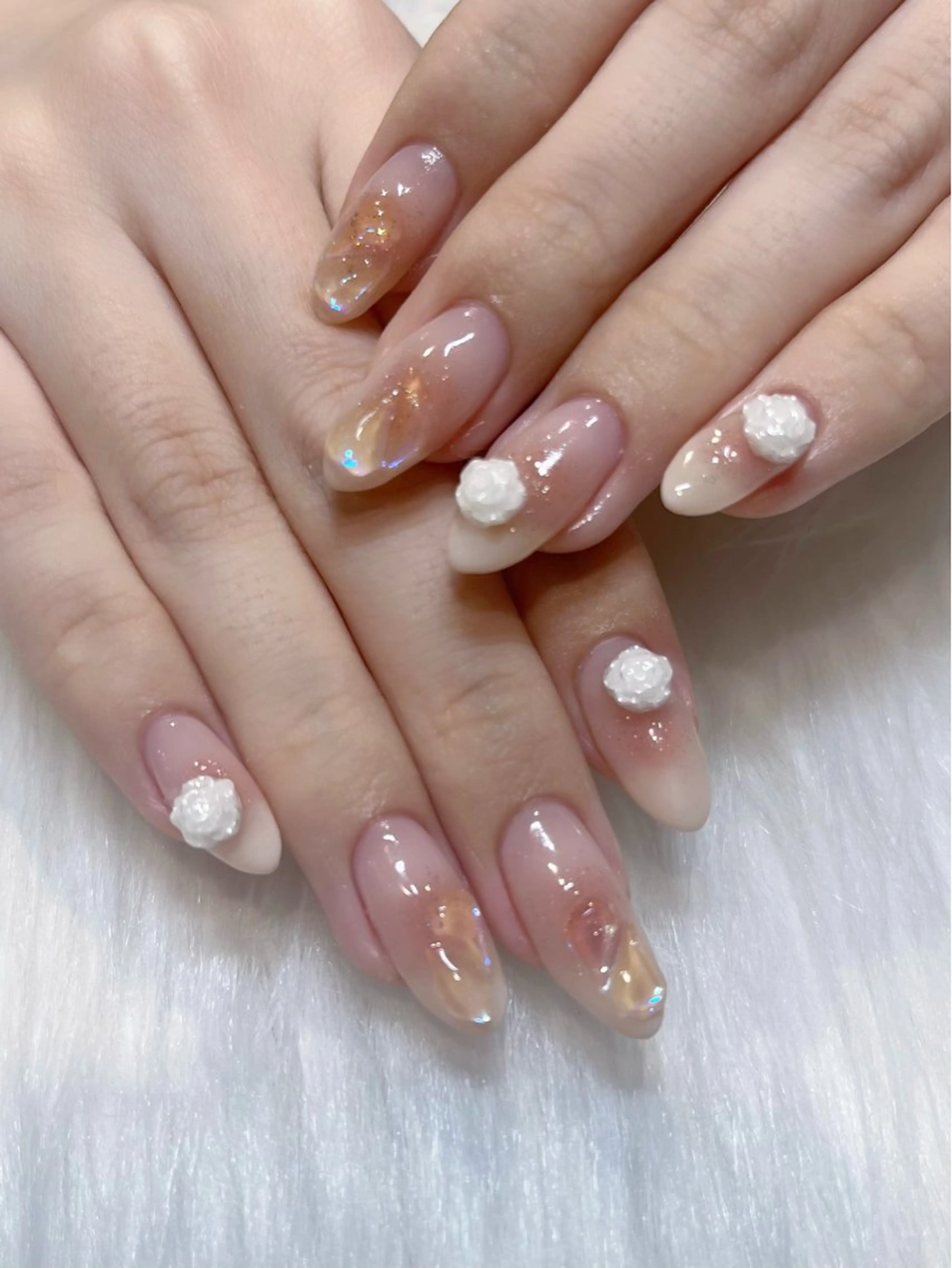 ネイル アートネイル チークネイル ガーリー 氷ネイル・うるうるネイル 韓国ネイル KOKONA 🎀のネイルデザイン