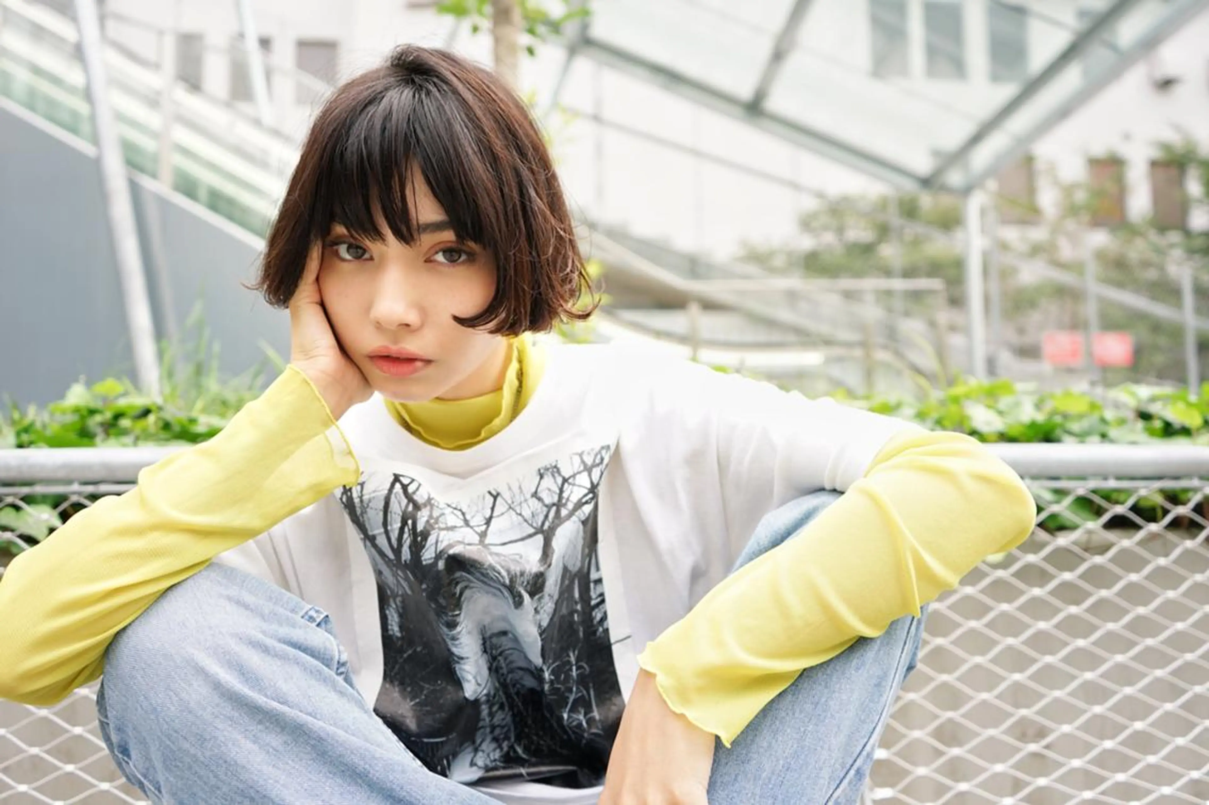 ミディアム カラー パーマ ヘアアレンジ アディクシーカラー ベージュカラー 黒髪 フォギーベージュ ボブ N° uairo 川崎店【ユアイロ】のヘアスタイル