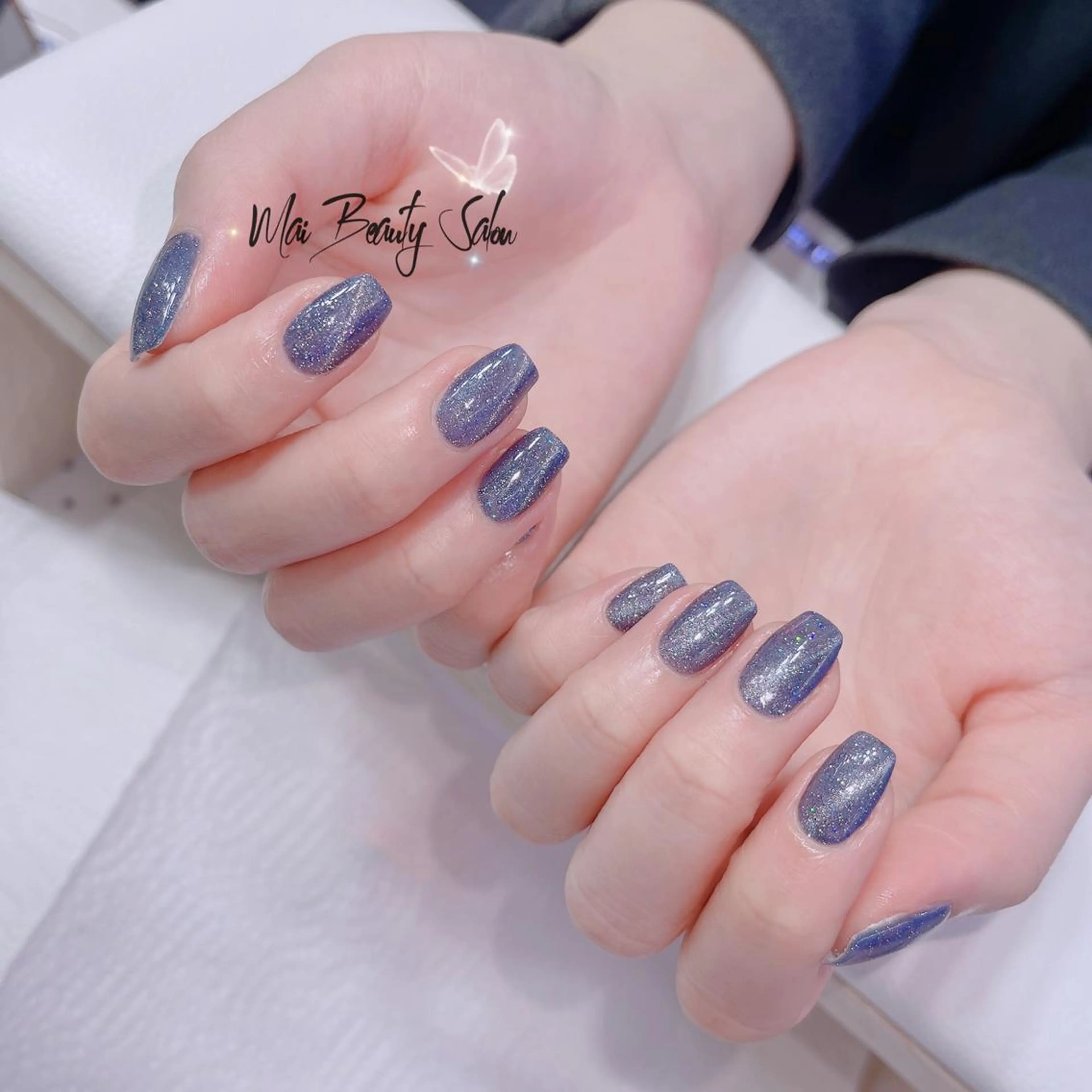 ネイル オーロラネイル 長さ出し フラッシュネイル フレンチネイル ジェルネイル MaiBeauty Niのネイルデザイン