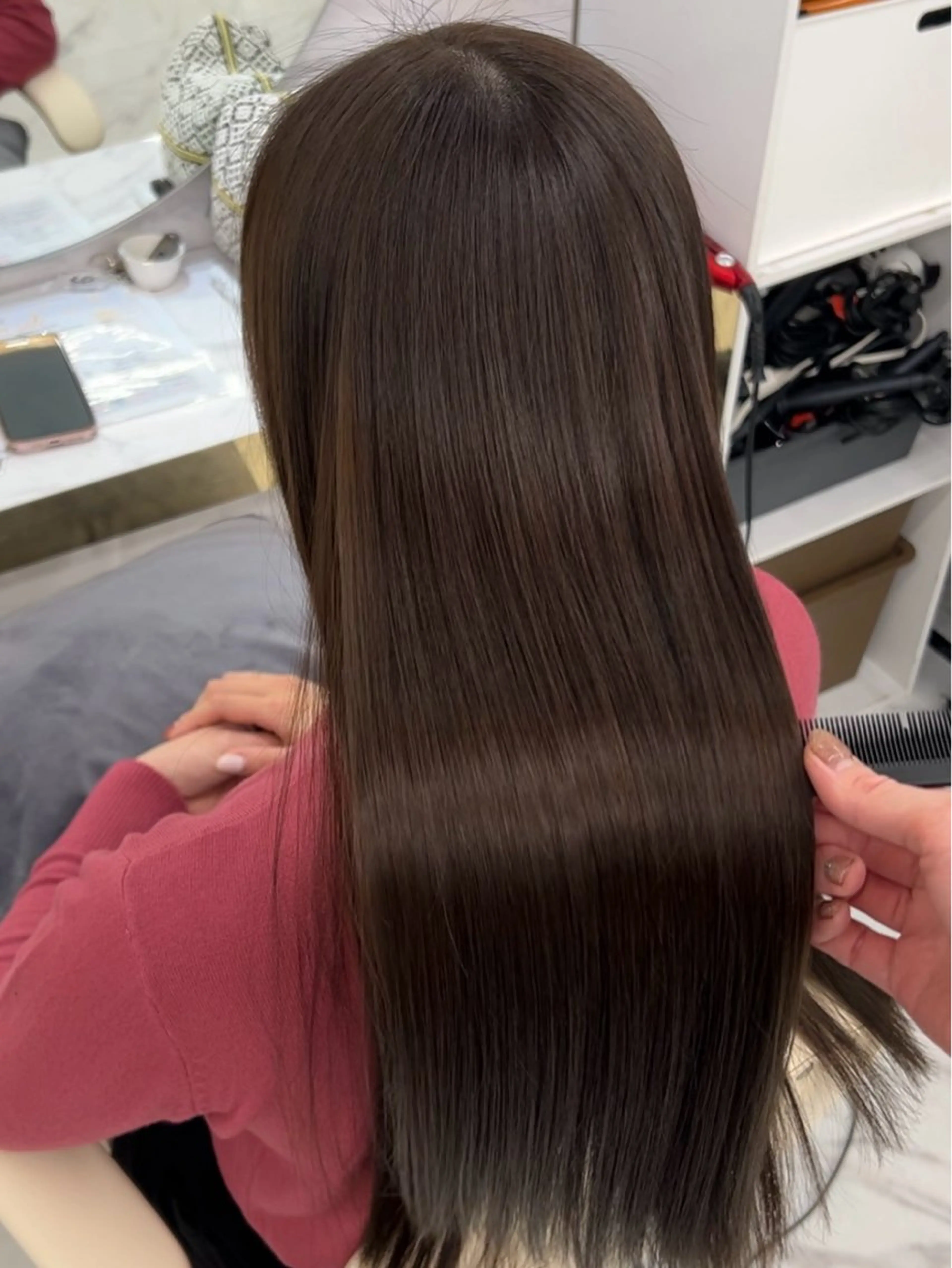 ロング カラー ヘアアレンジ 髪質改善 縮毛矯正 酸性ストレート カット ヘアカラー 縮毛矯正 トリートメント maoブリーチ無し 似合わせカラーのヘアスタイル