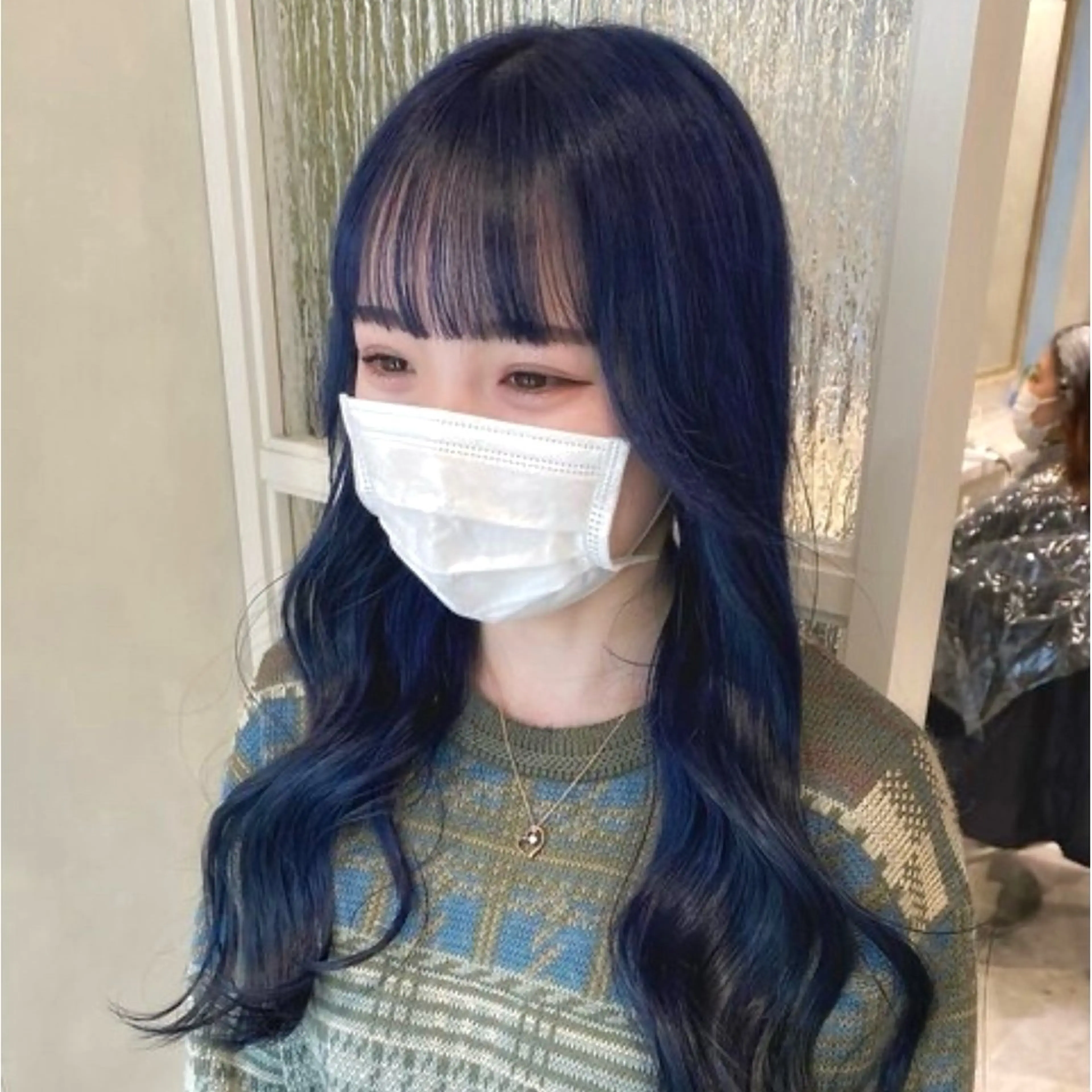 ロング カラー ブリーチ ブルーカラー ネイビーカラー シルバー ロング 🦋ブリーチ/カラー 専門Aya💖のヘアスタイル