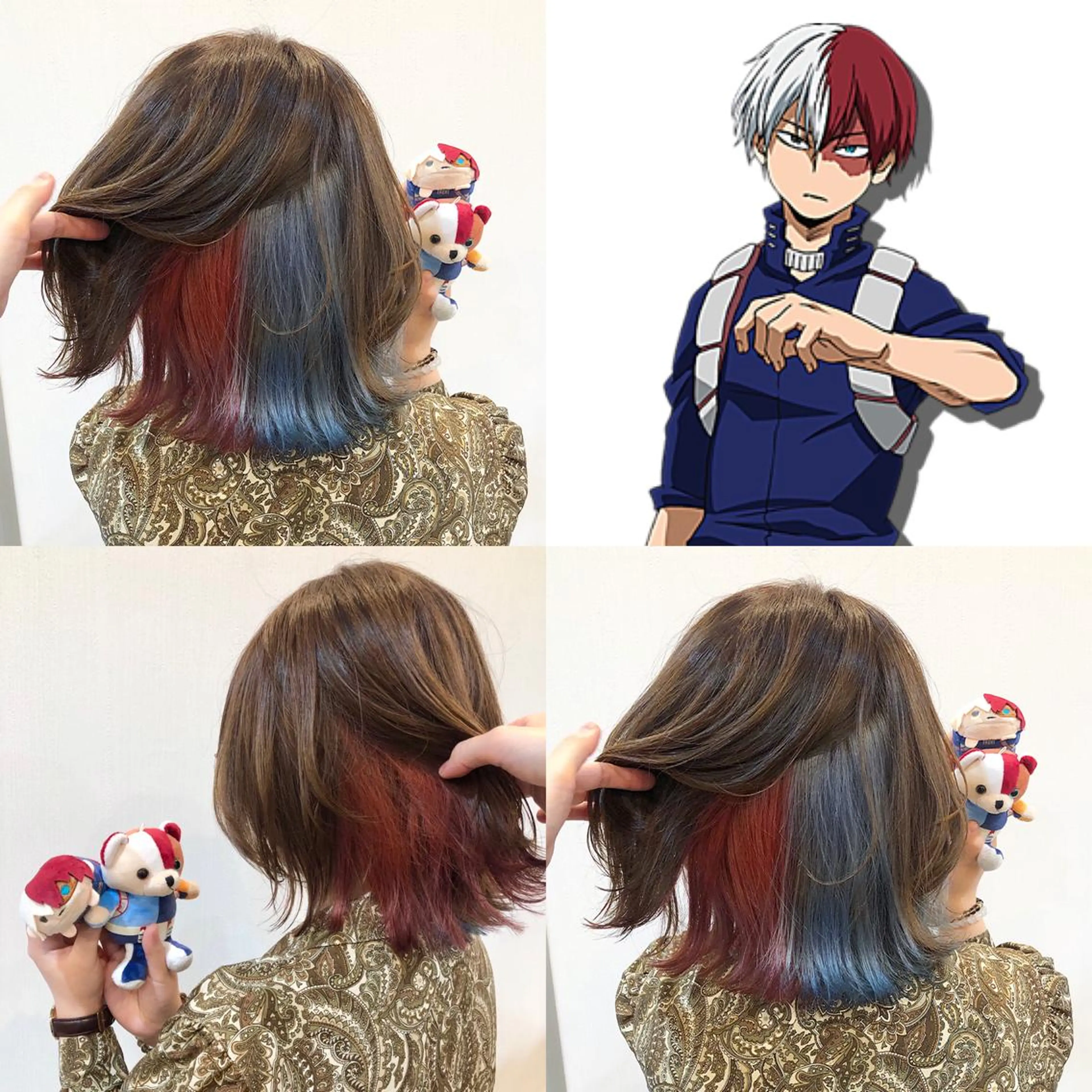 ミディアム カラー ブリーチ デザインカラー ダブルカラー インナーカラー 外ハネヘア 推しカラー✨ オタク美容師ユウカのヘアスタイル