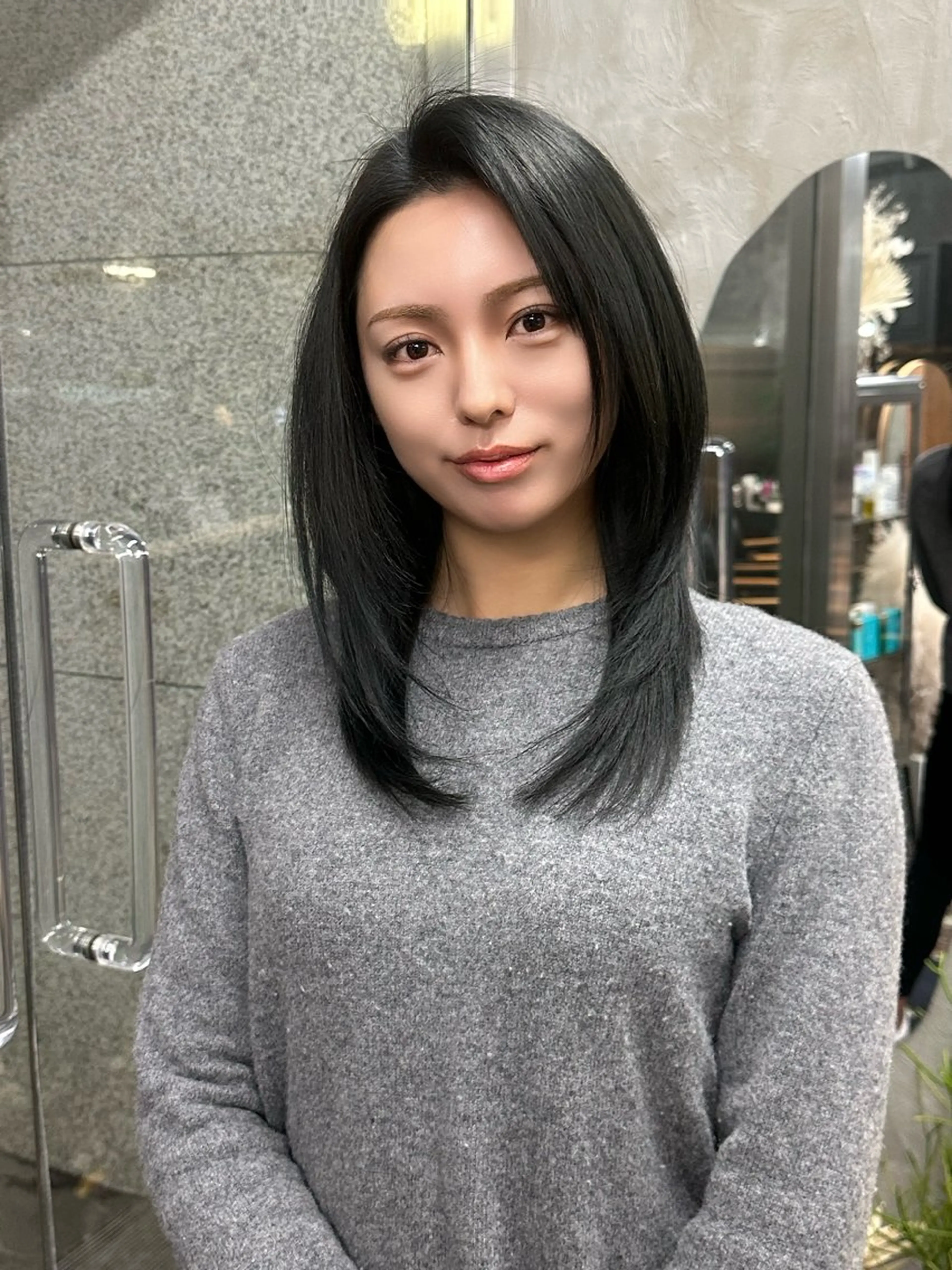 セミロング カラー カット ヘアカラー ハイライト、レイヤー カット/西梅田/中西のヘアスタイル