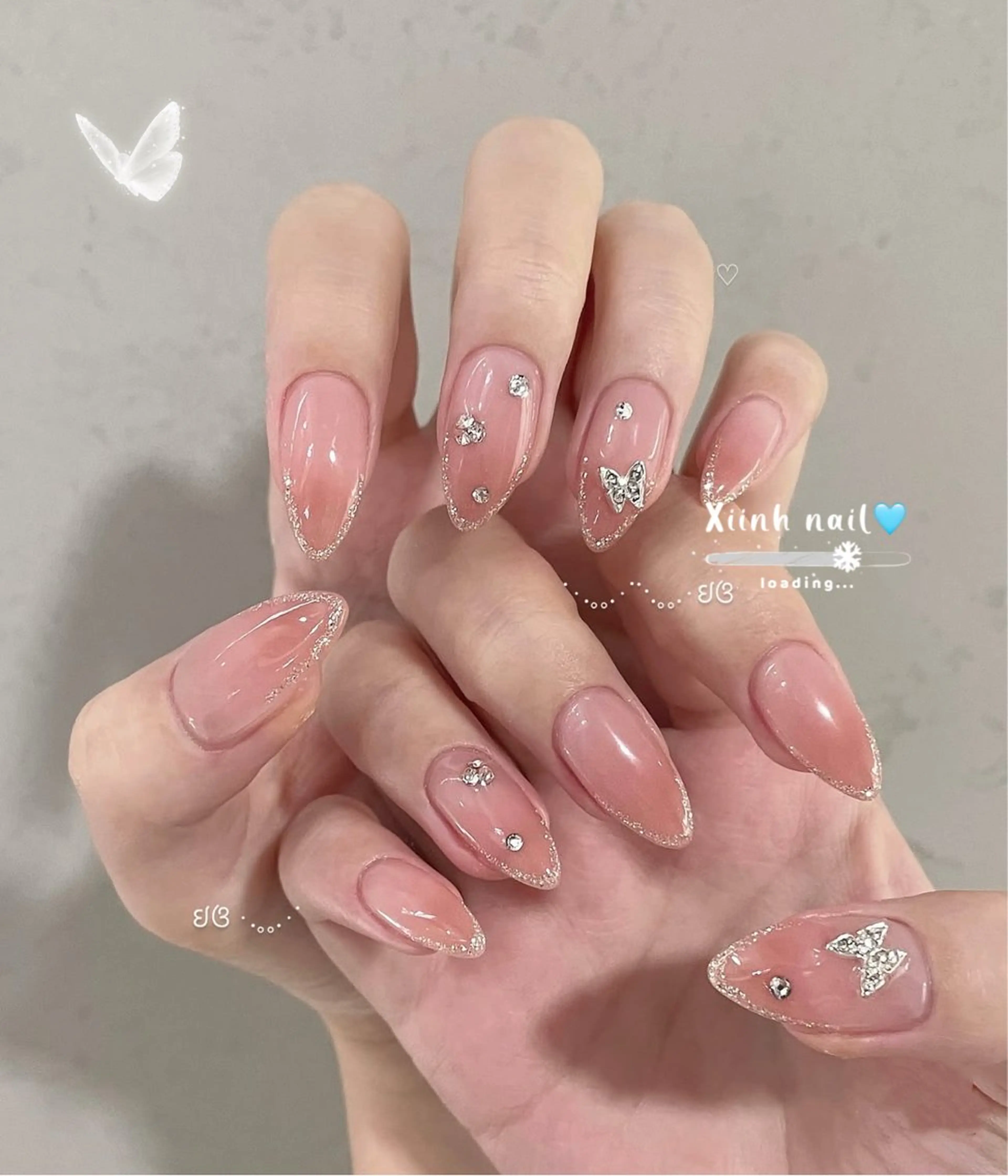 ネイル ブラウン チークネイル 桜ネイル 長さ出し フットネイル ハンドネイル XIINH NAIL SALONのネイルデザイン