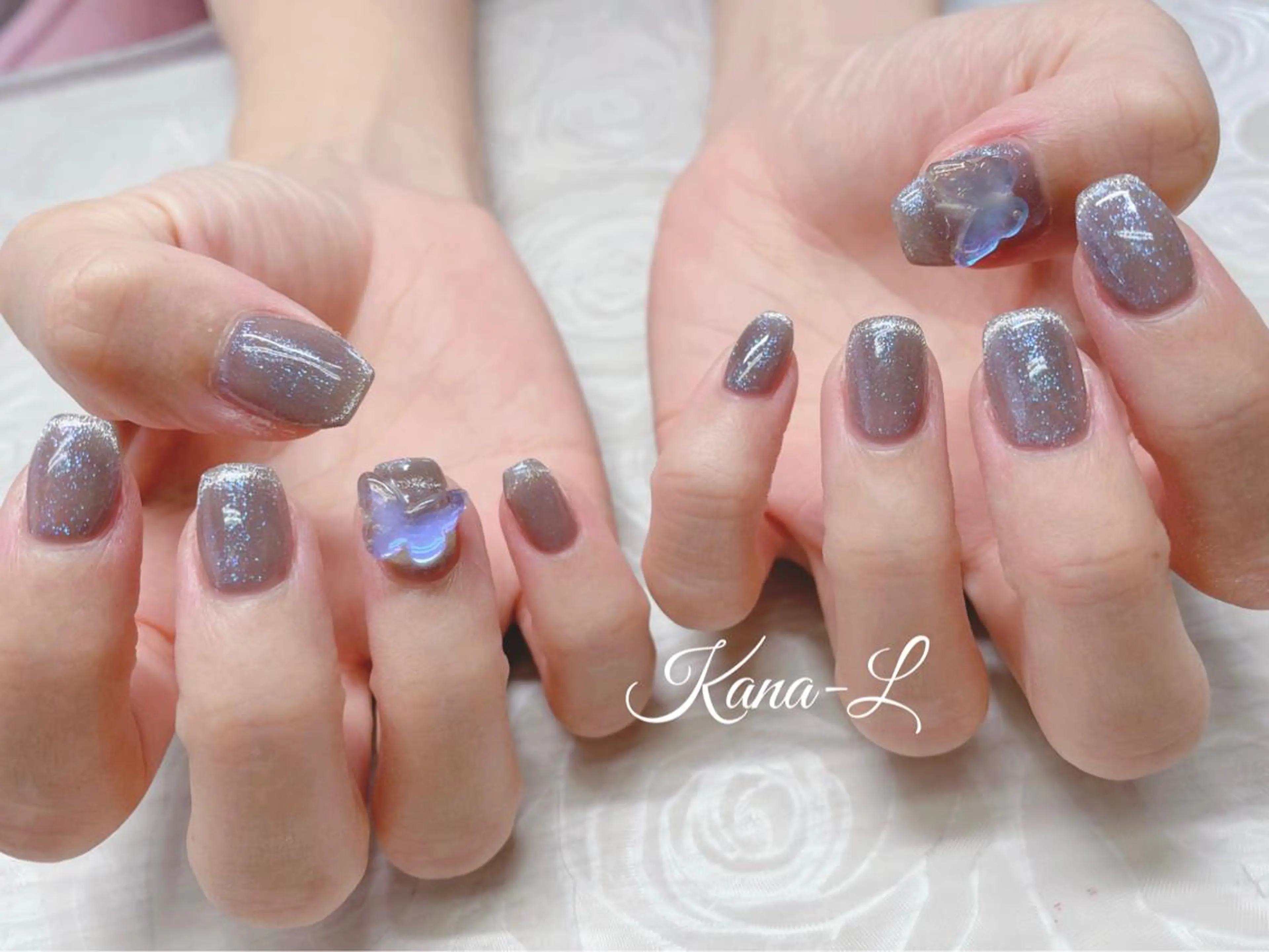 カラー ネイル フレンチネイル キラキラネイル 韓国ネイル マグネットネイル マグネットフレンチ 芦辺 香奈のネイルデザイン