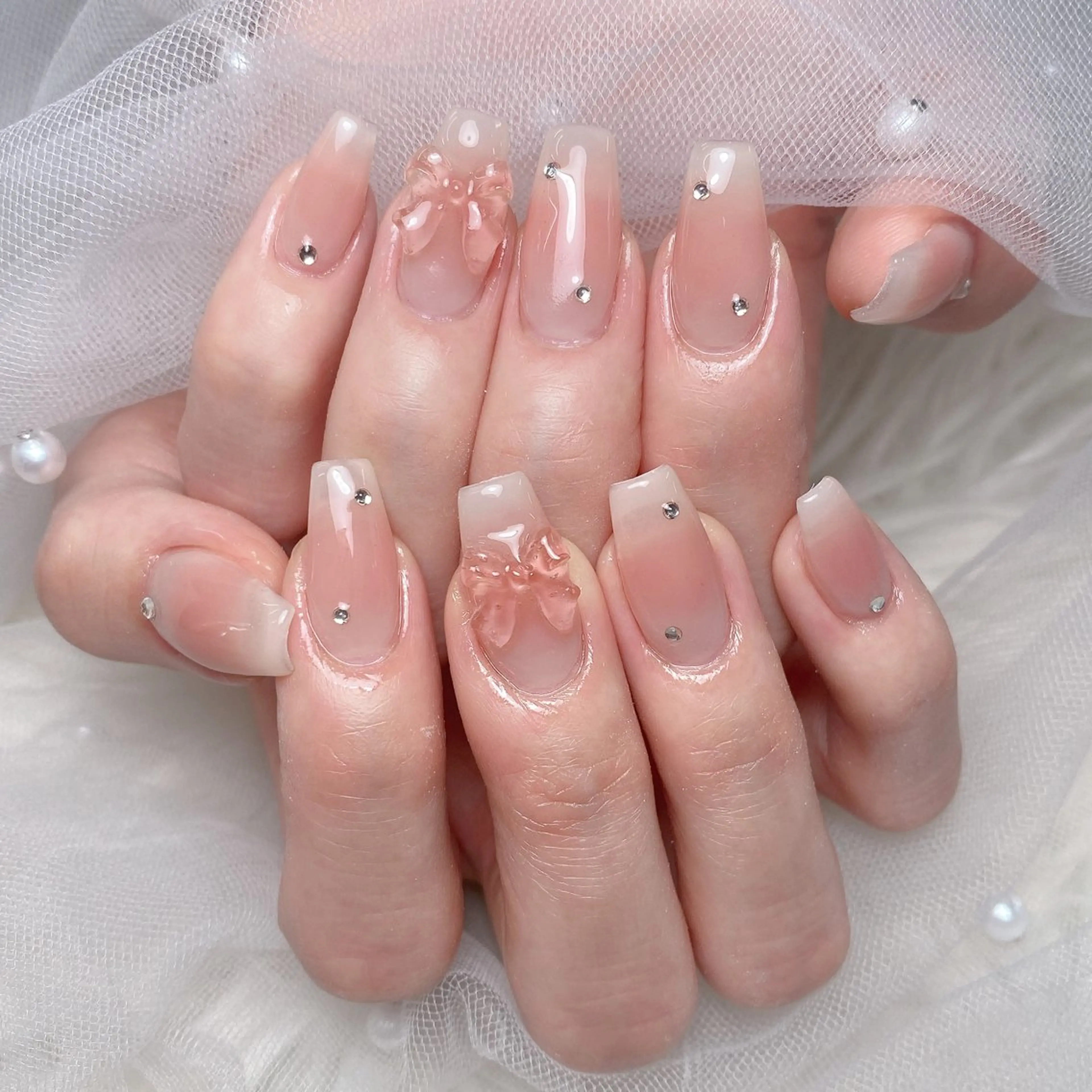 ネイル 長さ出し フレンチネイル ジェルネイル ガラスフレンチ 韓国ネイル ハンドネイル ハンドケア For U nail スカルプ専門店のネイルデザイン
