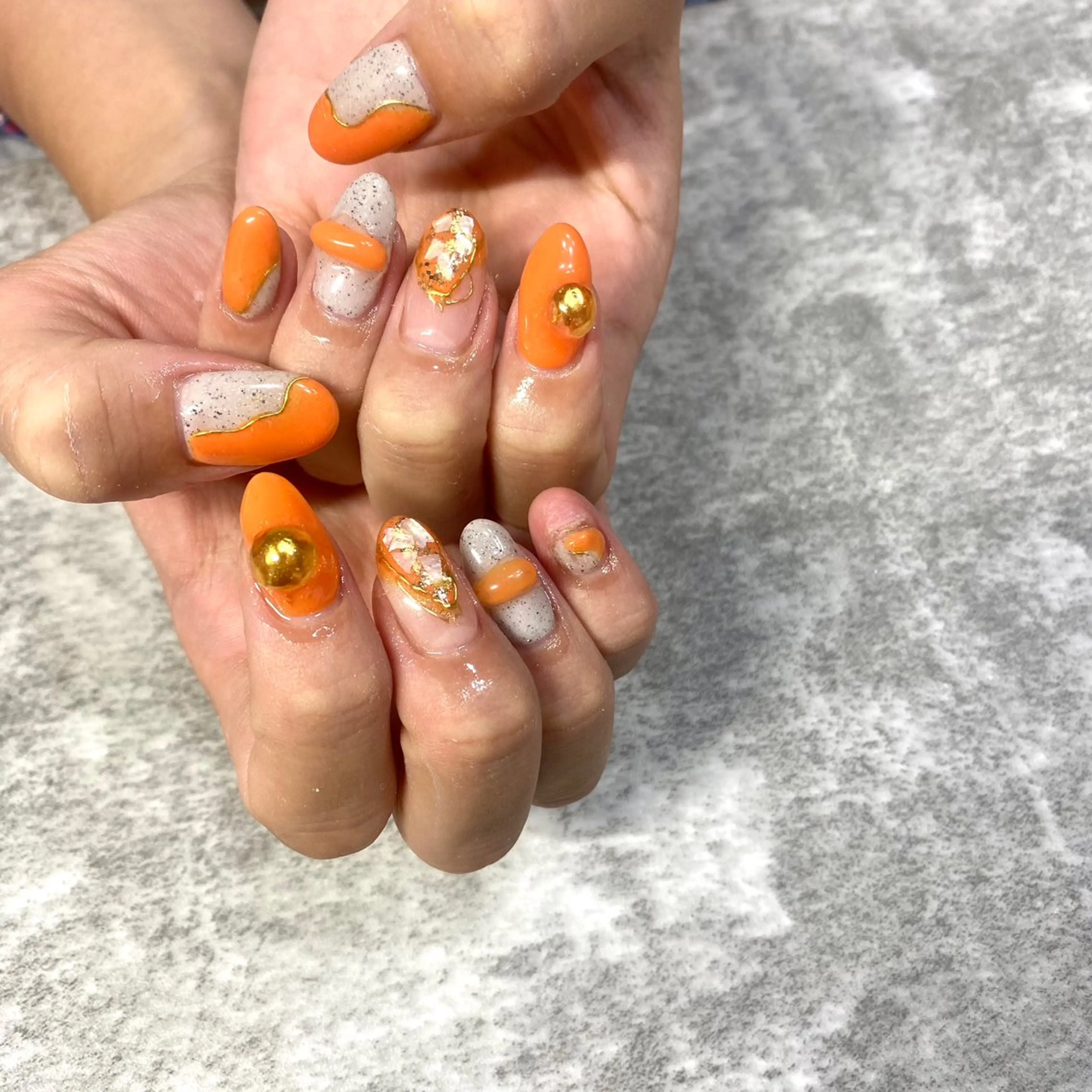 ネイル オレンジ ハンドネイル ★Rinail... .のネイルデザイン
