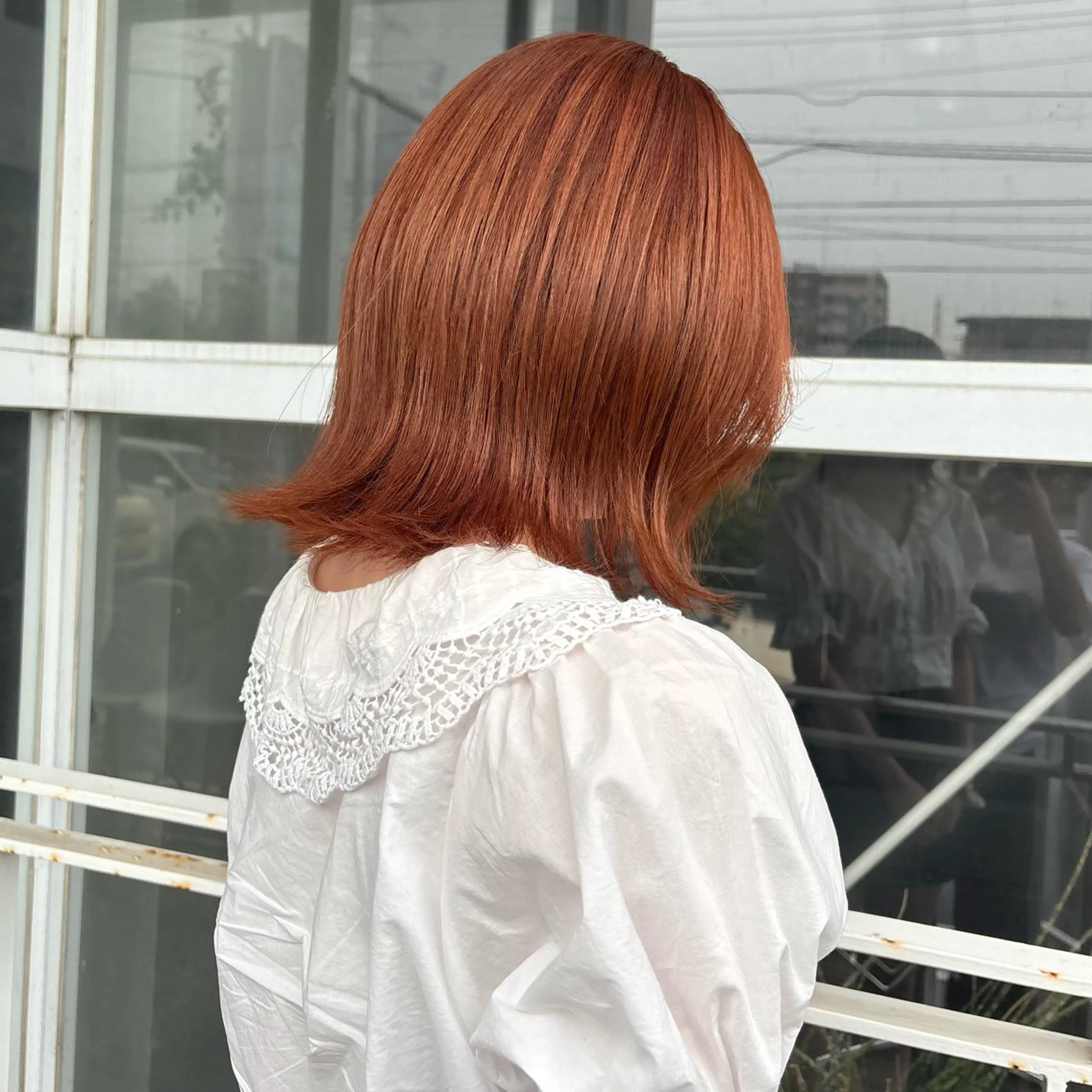 ショート カラー 黒髪 ブリーチ ダブルカラー オレンジ トリートメント 浜松/メンズサロン/ Yuna🐈‍⬛🫧のヘアスタイル