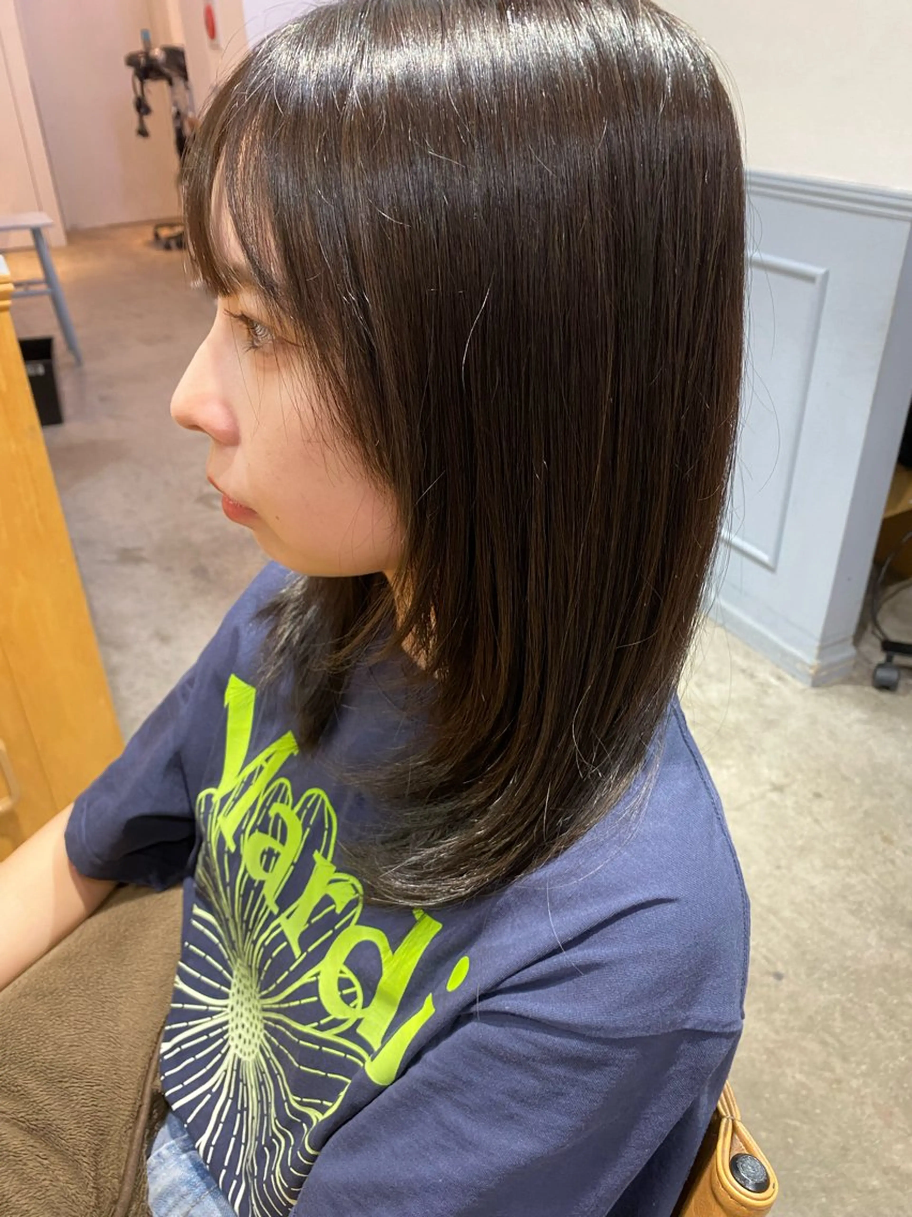 ミディアム 顔まわりレイヤー レイヤーカット ウルフカット カット ヘアカラー トリートメント GINZARay2 風本朱里🐥のヘアスタイル