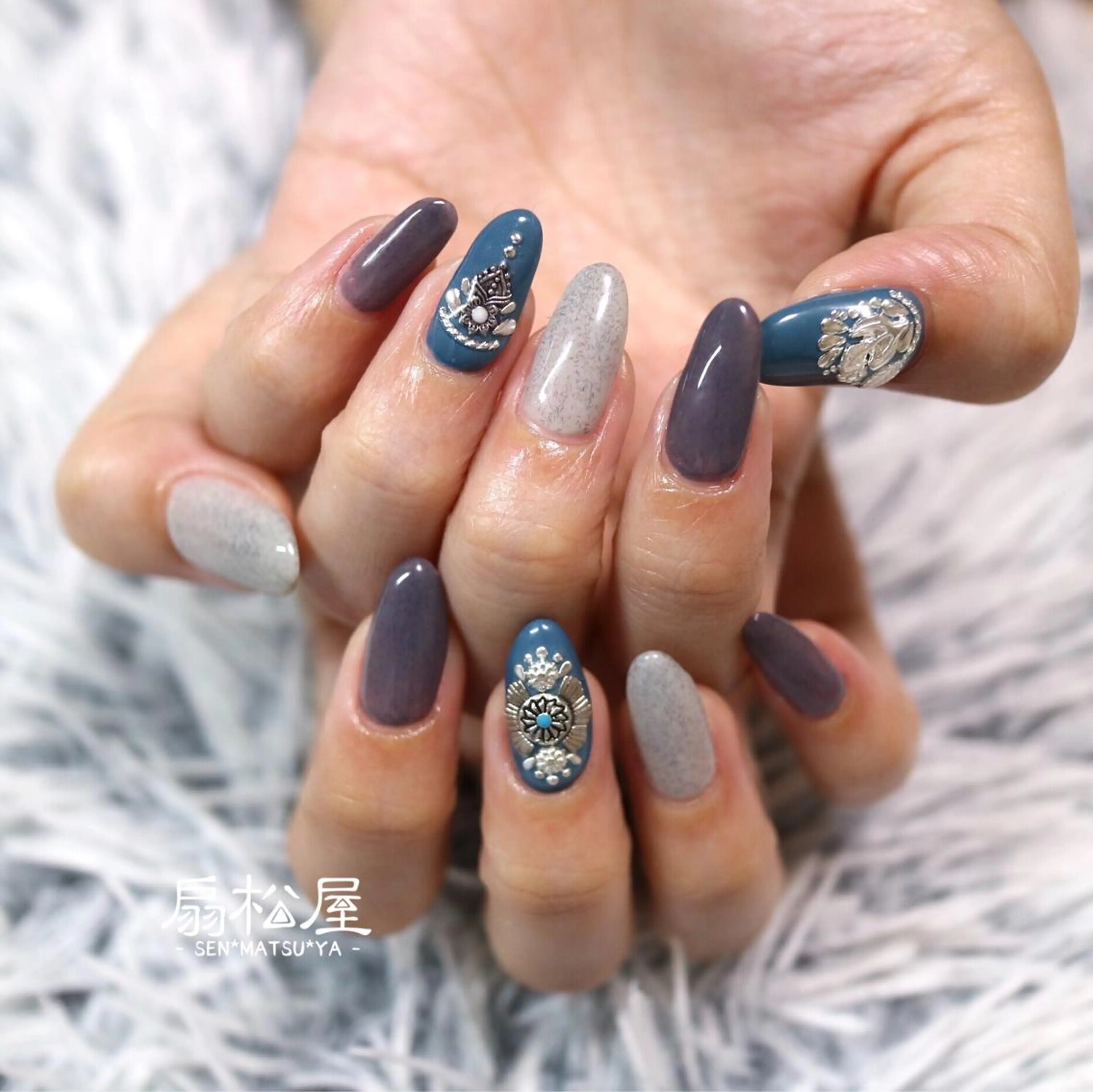 ネイル ロングネイル 扇松屋 marie.nのネイルデザイン