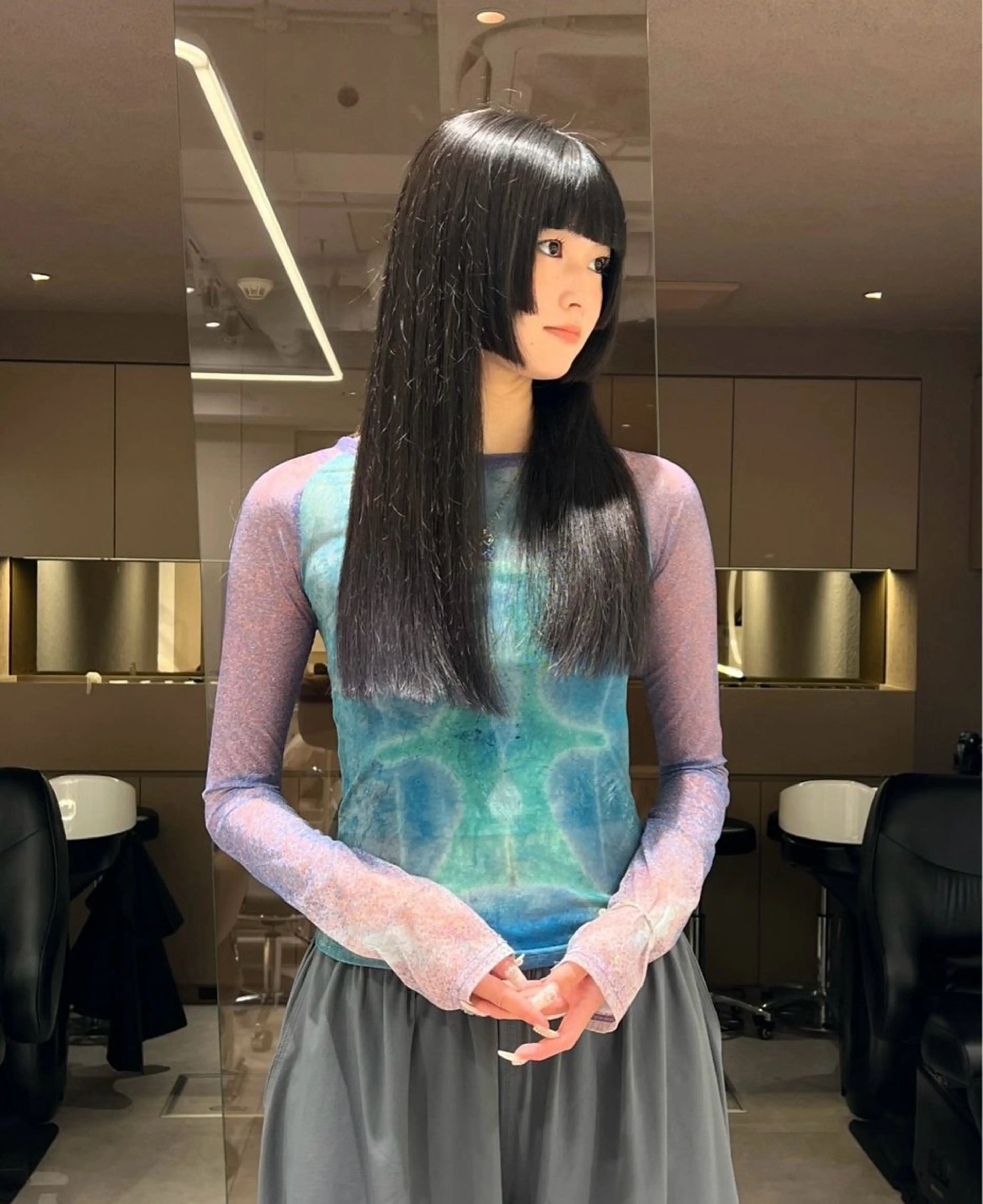 ロング 顔まわりレイヤー 姫カット レイヤーカット rino🤍 恵比寿レイヤーカットのヘアスタイル