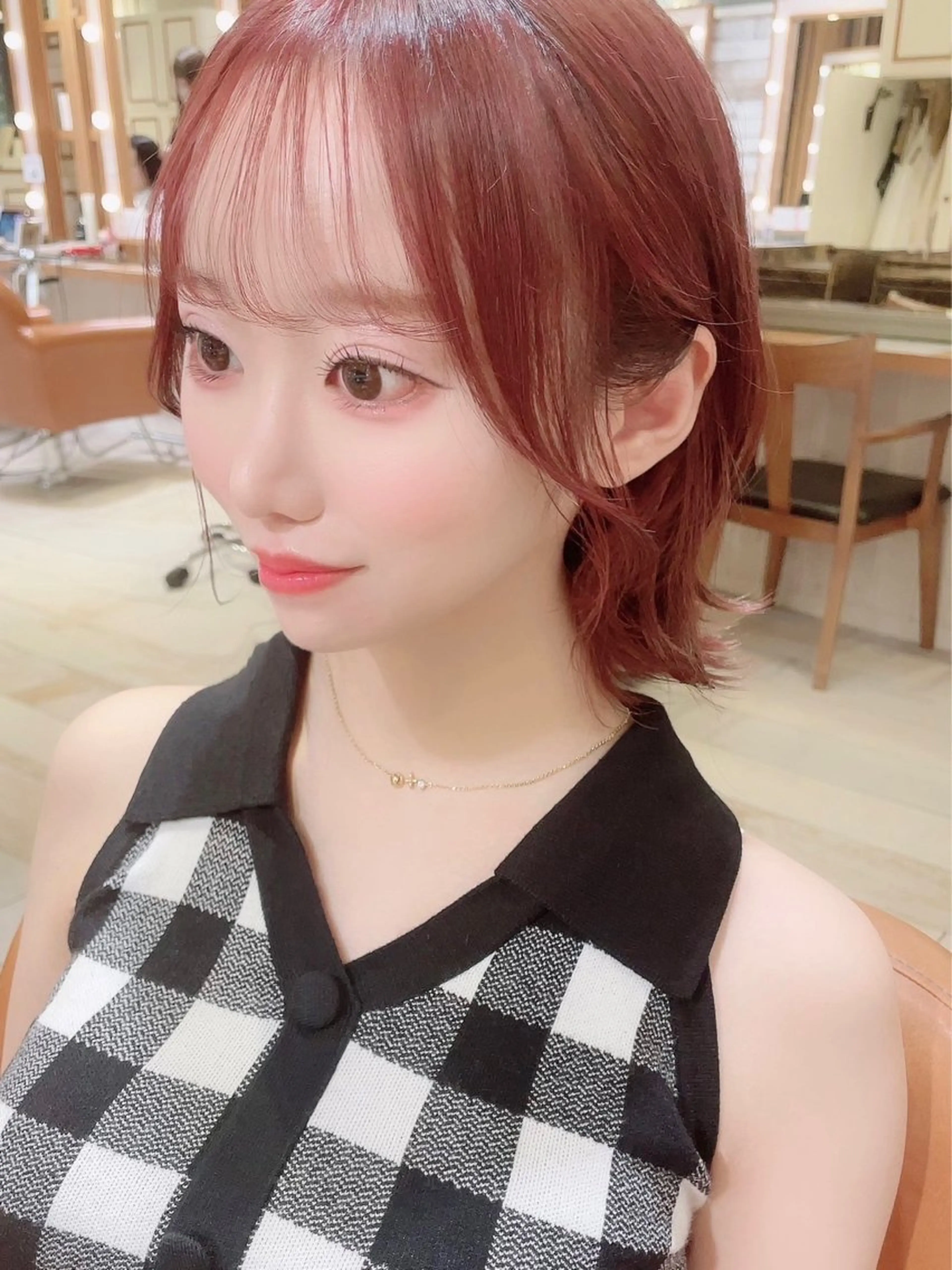 ミディアム カラー ブリーチ レッドカラー ボブ 🐳 あゆは🐳のヘアスタイル