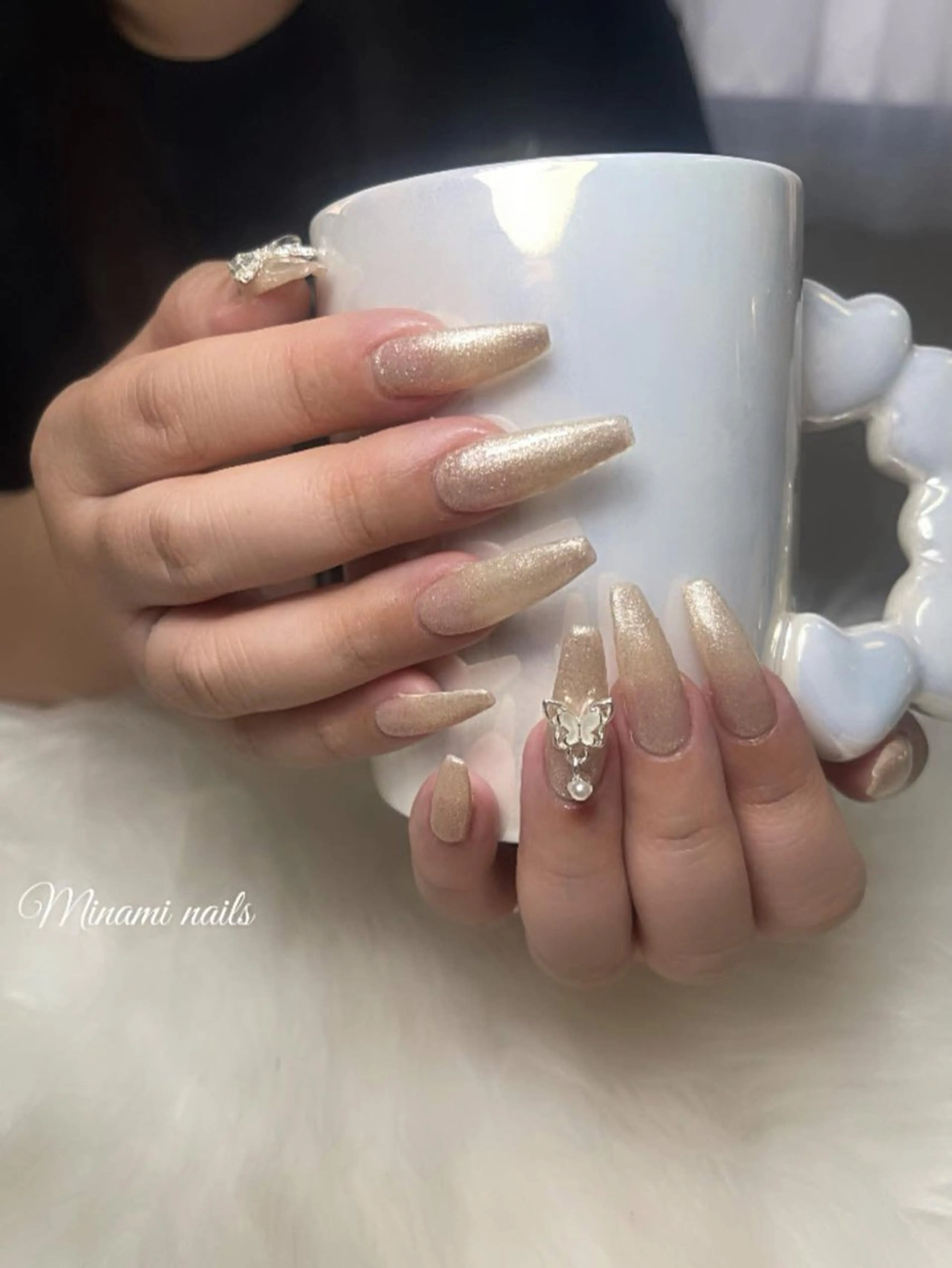 (ジェルオフ無料)員長さ出しチップ10本＋シンプルデザイン•	オフ別途時間ありの写真