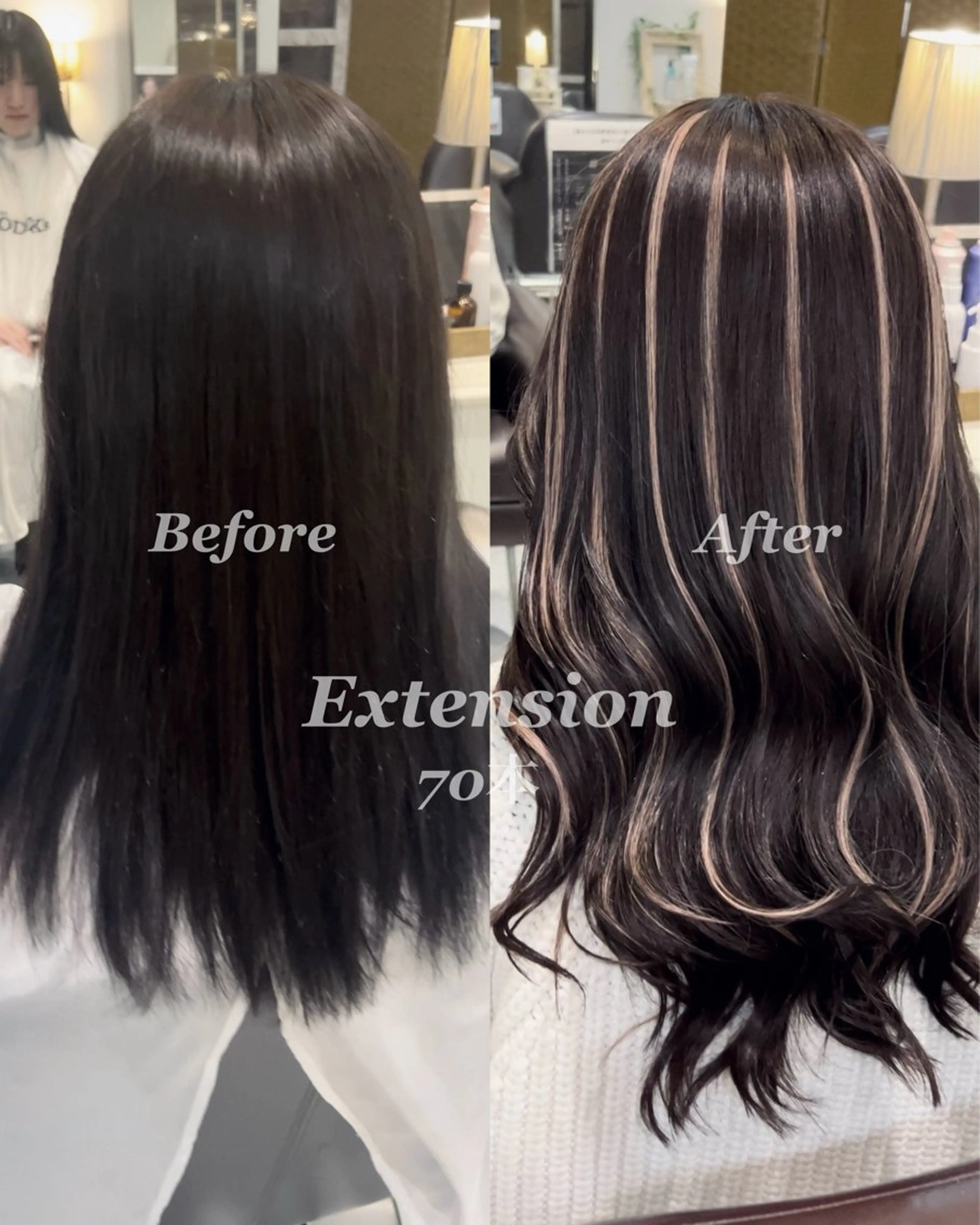 セミロング カラー エクステ 透明感カラー/ 藤原リックのヘアスタイル