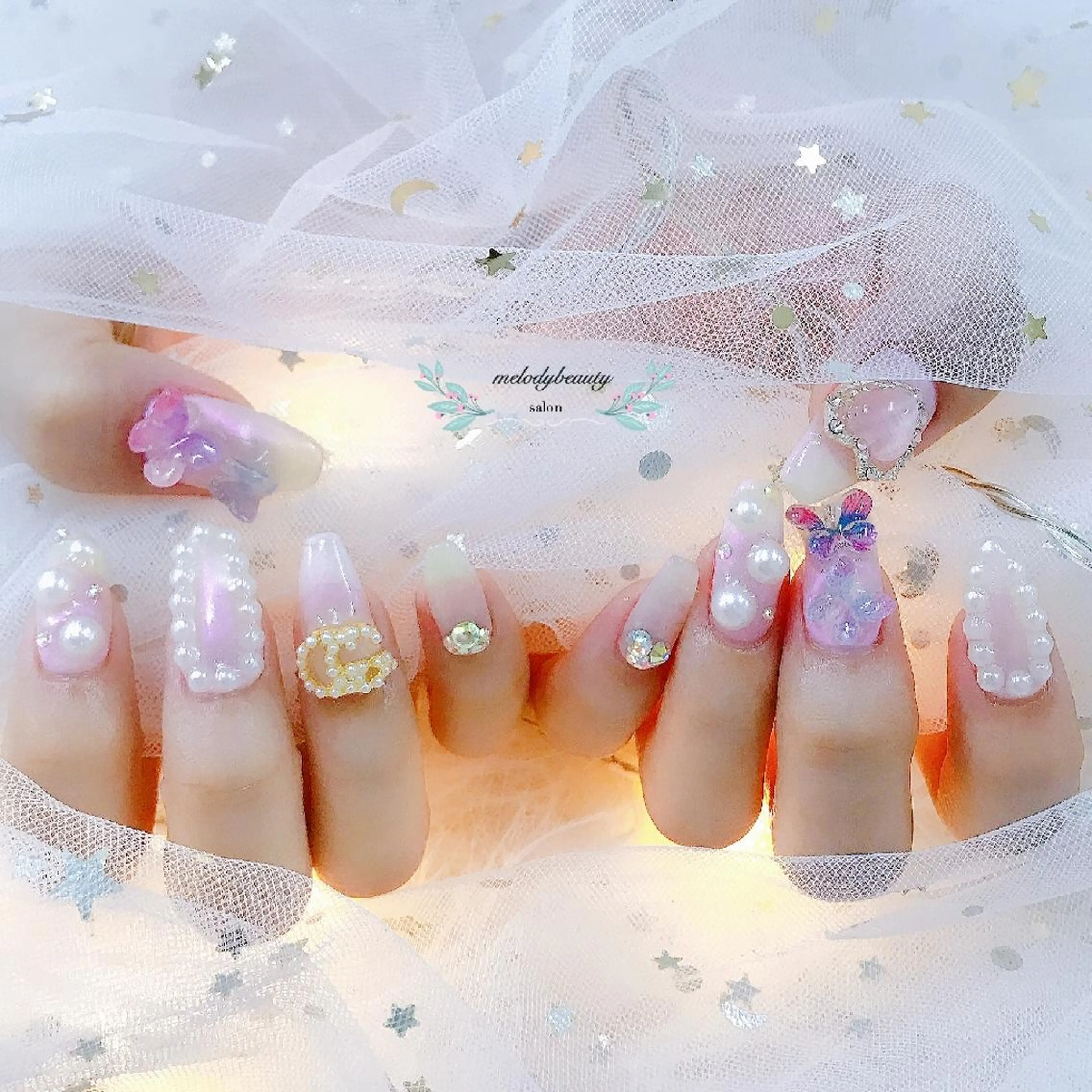 ネイル オーロラネイル ジェルネイル マグネットネイル シンプルネイル ブライダルネイル Melody Nail所属・Melody 3D/スカルプ専門店のネイルデザイン