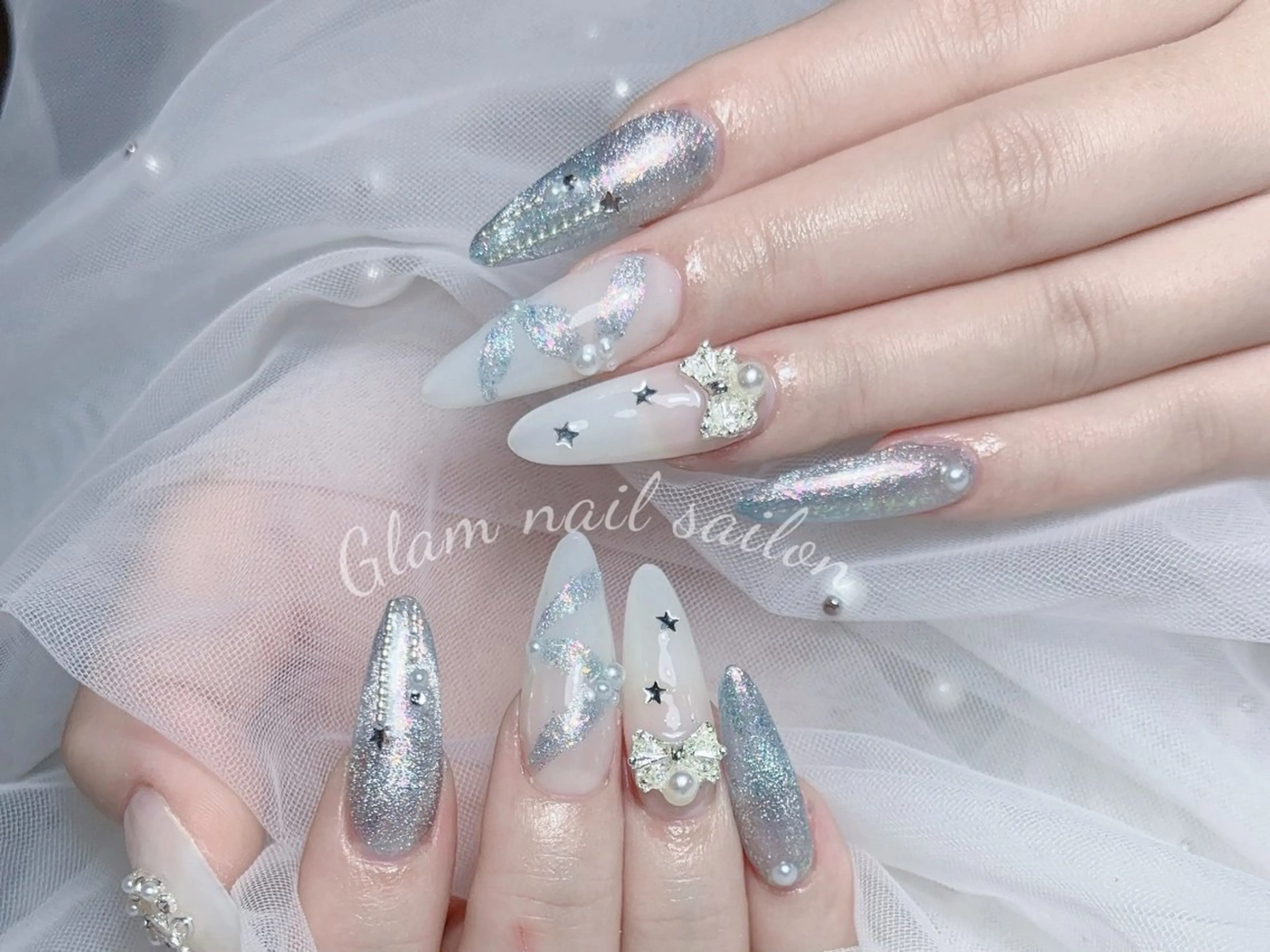 ネイル エツメ💅 長さだし🎀デザインのネイルデザイン