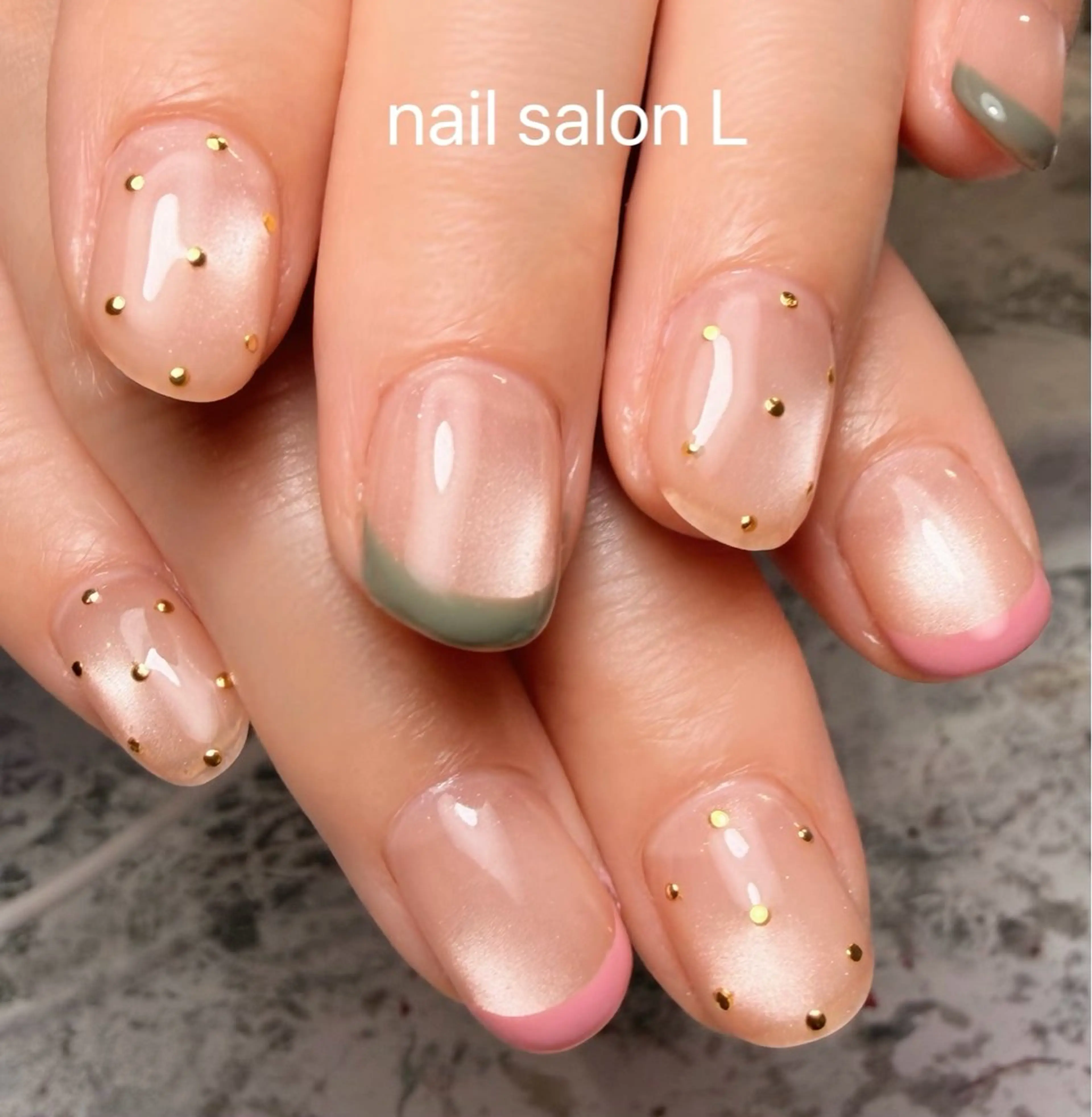 ネイル フレンチネイル 持ち込み 春ネイル ハンドネイル 吉川市 ネイルサロンLのネイルデザイン