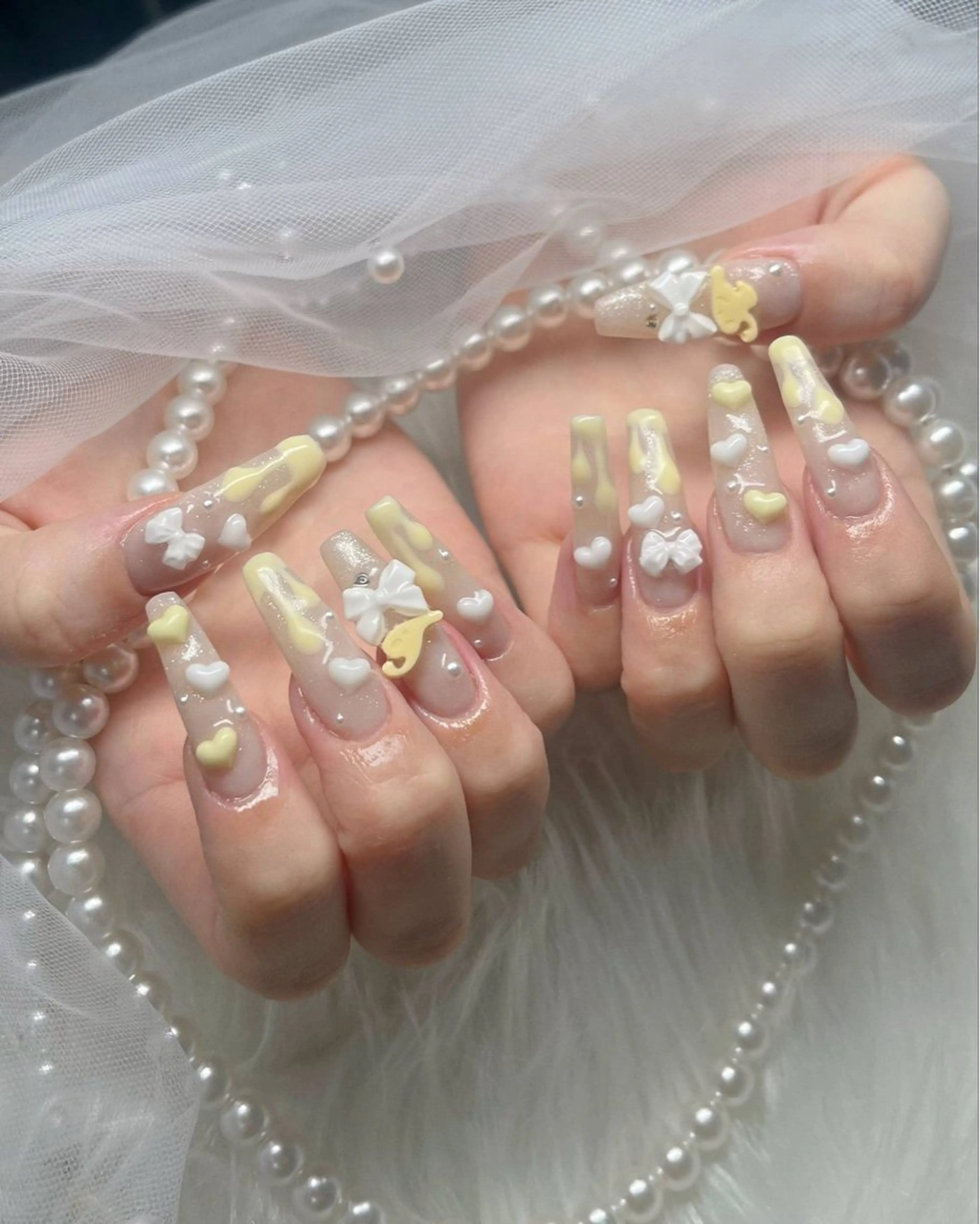 ネイル フレンチネイル ジェルネイル ガラスフレンチ ハロウィン ハート ハンドネイル H.baby Nail Salonのネイルデザイン