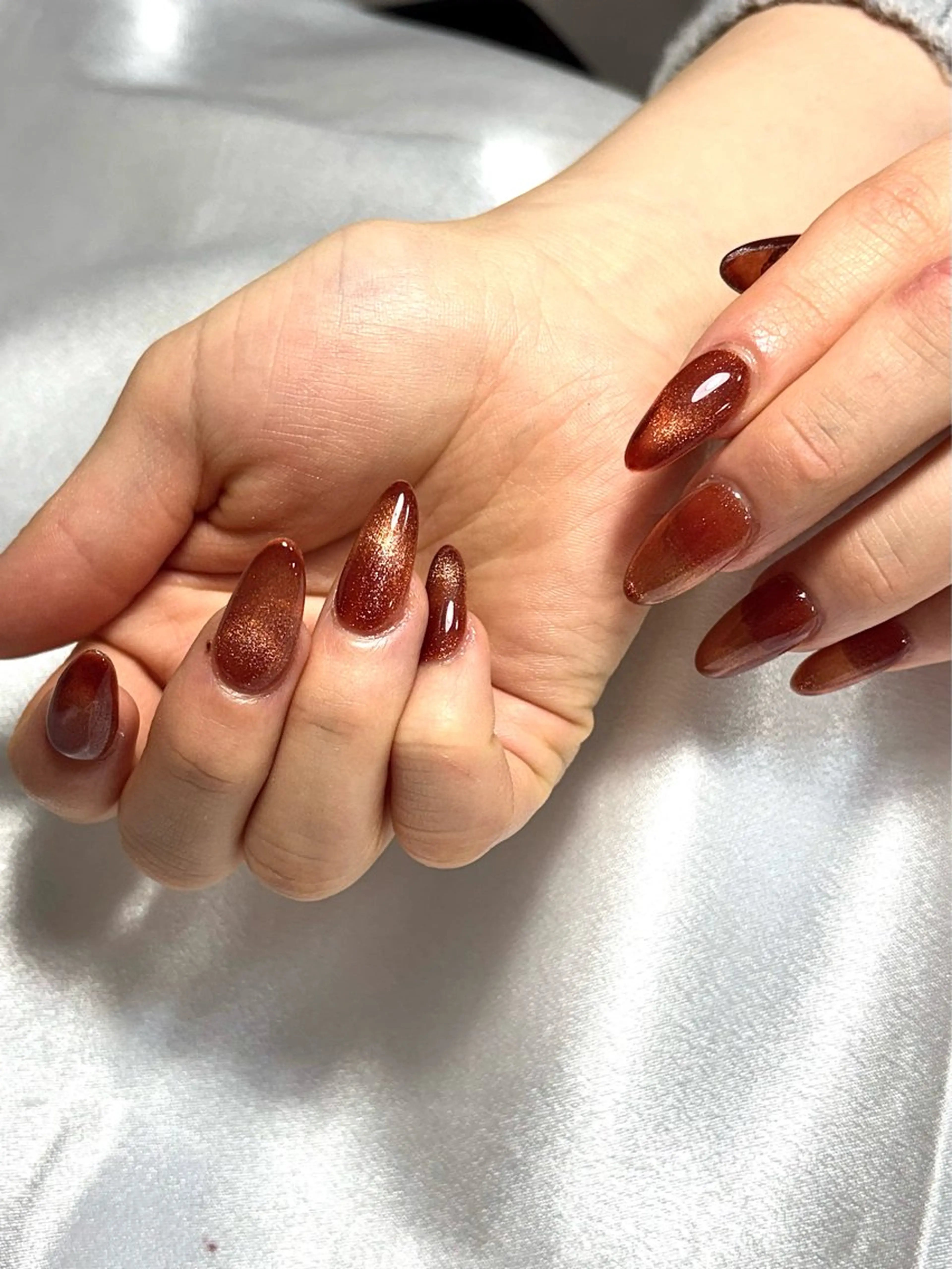 ネイル ブルー チークネイル 長さ出し フレンチネイル ハート る るのネイルデザイン