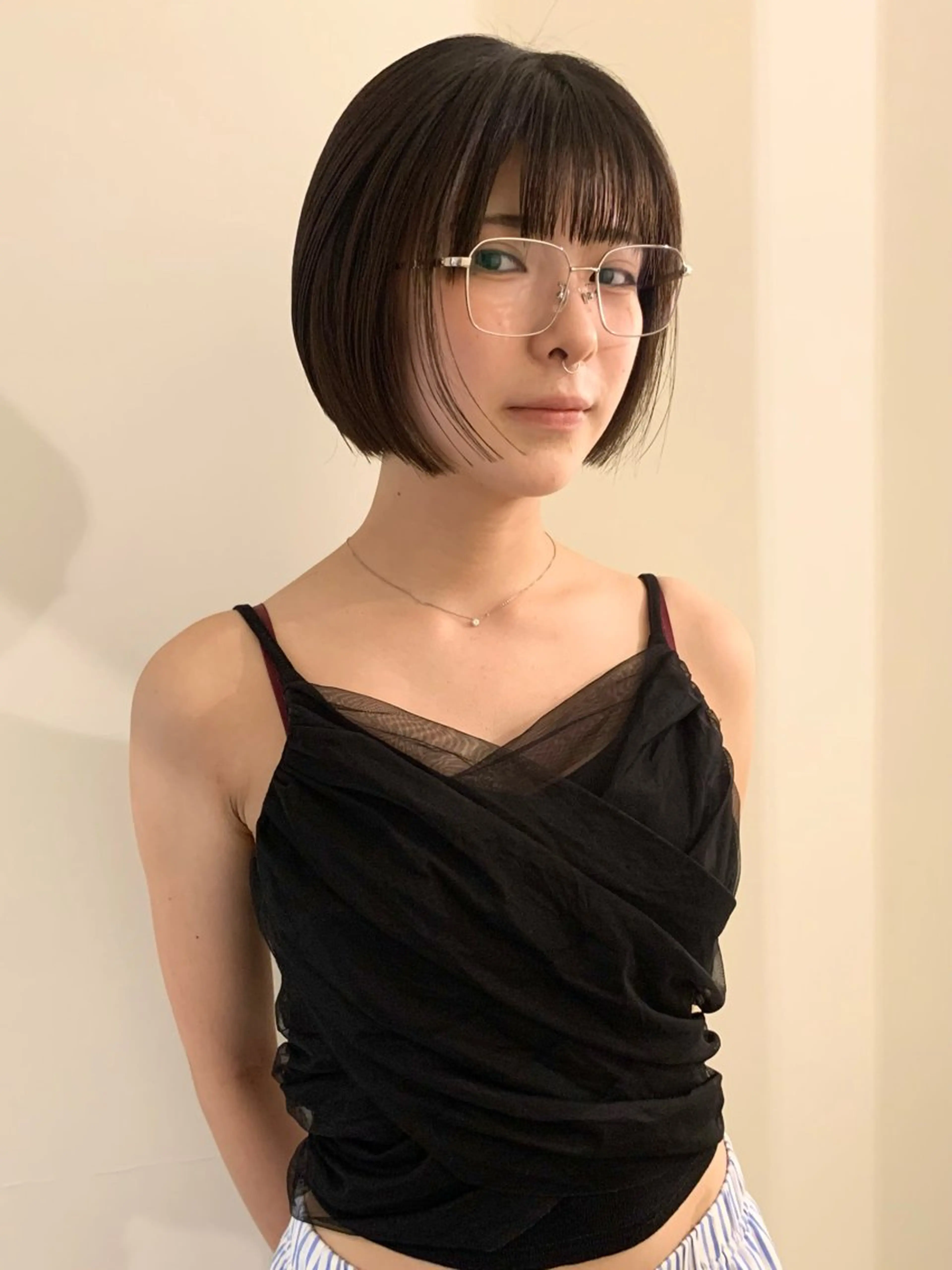 ミディアム カラー トリートメント カット トリートメント 落合希 Olivebeigeのヘアスタイル